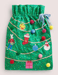 Green Embroidered Christmas Sack-Highland Green