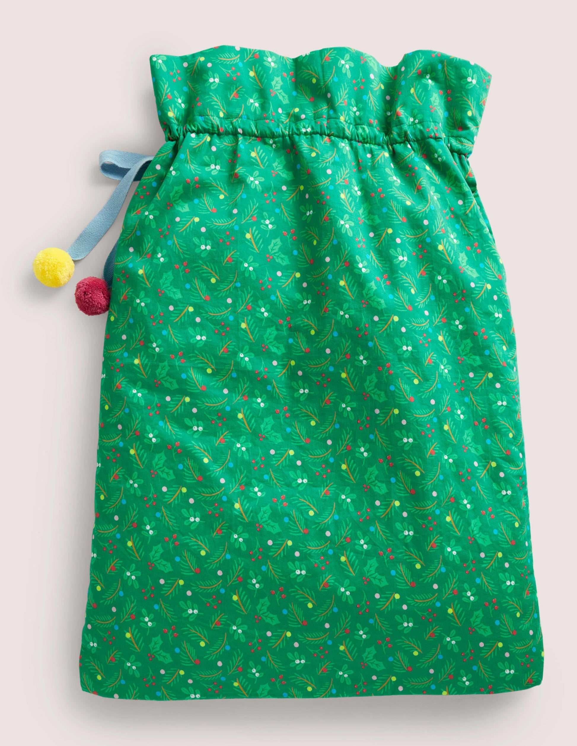 Green Embroidered Christmas Sack-Highland Green-2