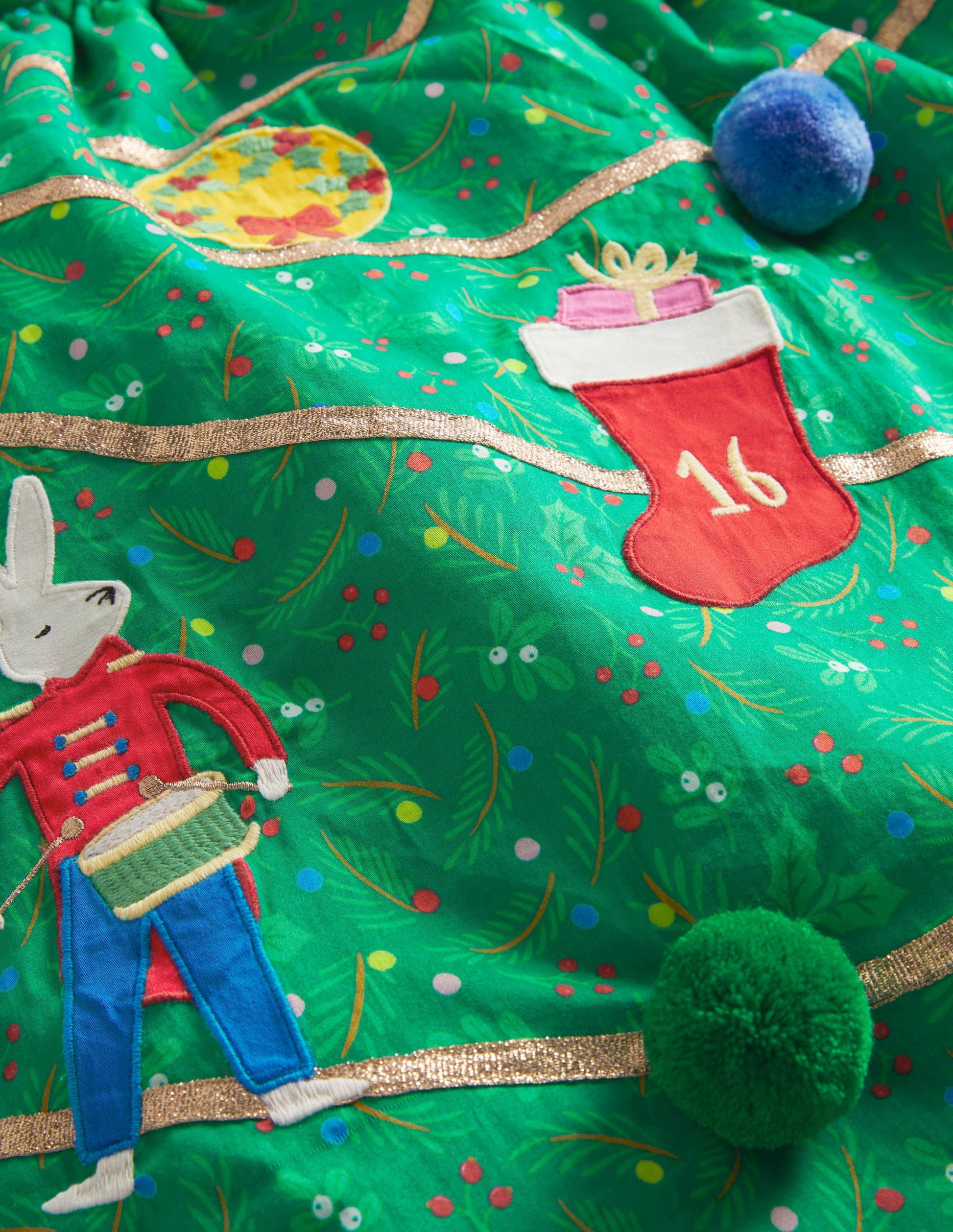 Green Embroidered Christmas Sack-Highland Green-3