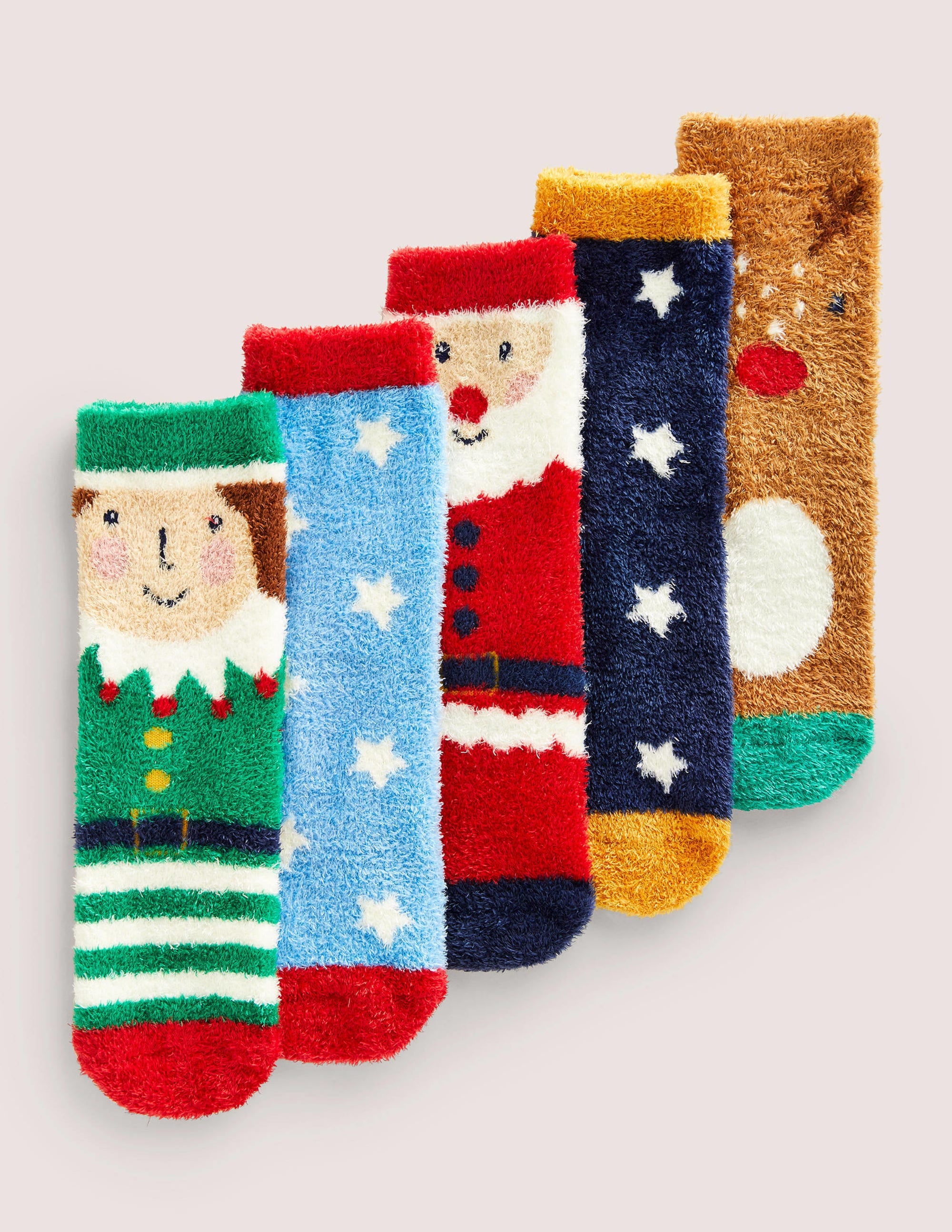 Fluffy Christmas Socks 5 Pack-Multi - Image 1