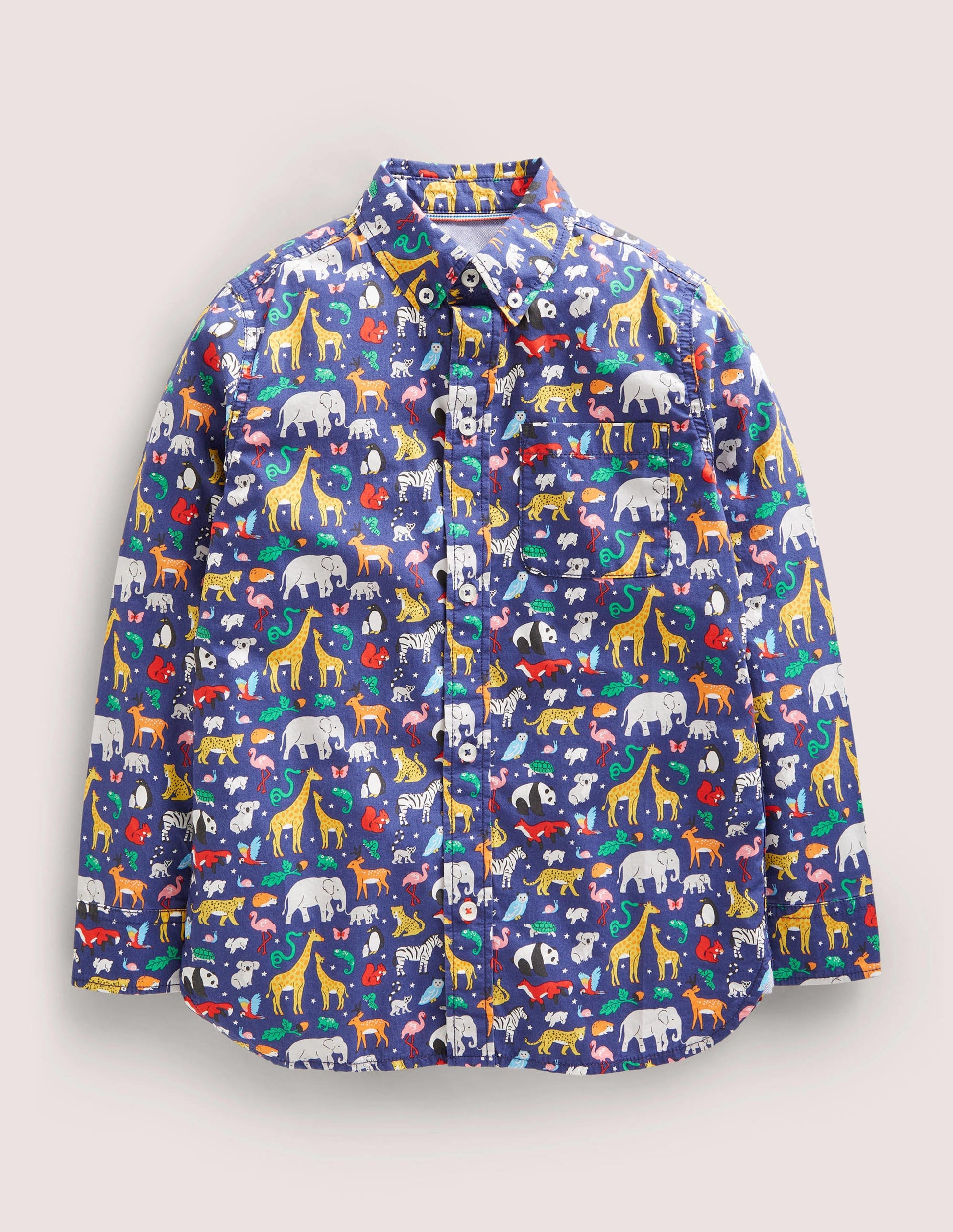 Casual Twill Shirt-Starboard Blue Animals-1