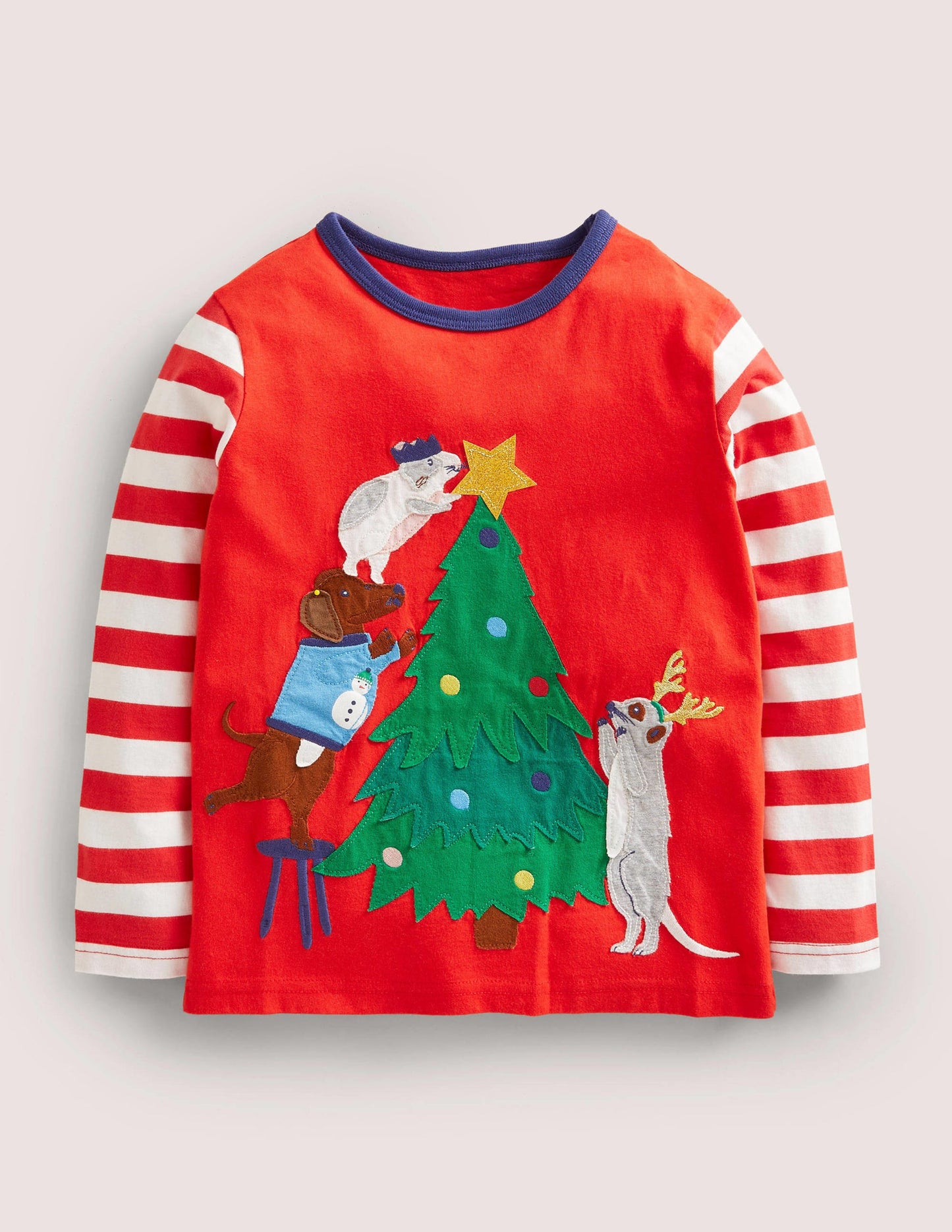 Appliqué Festive T-shirt-Fire Red Tree