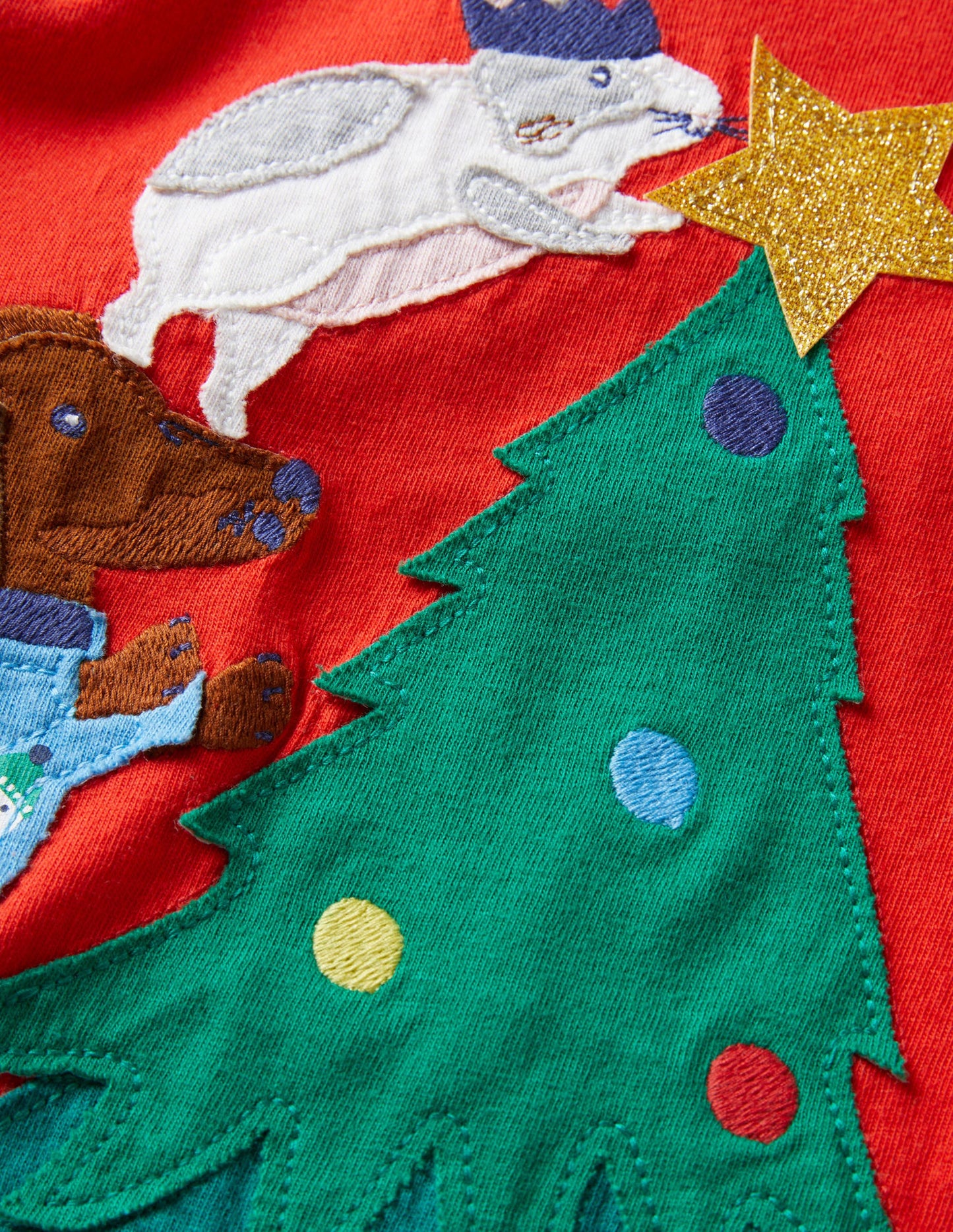 Appliqué Festive T-shirt-Fire Red Tree