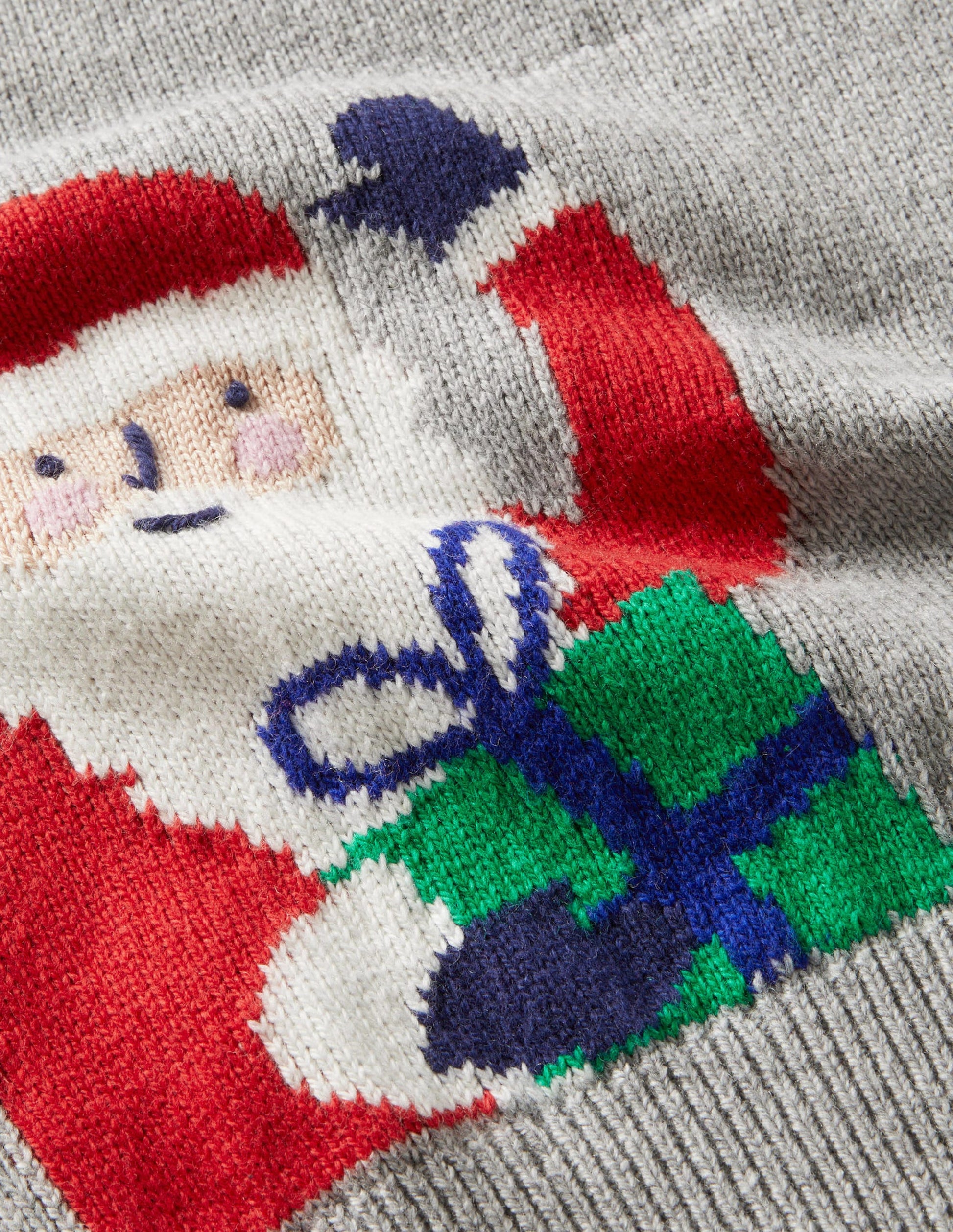Grey Stripe Festive Christmas Jumper-Grey Marl Festive Friends-3