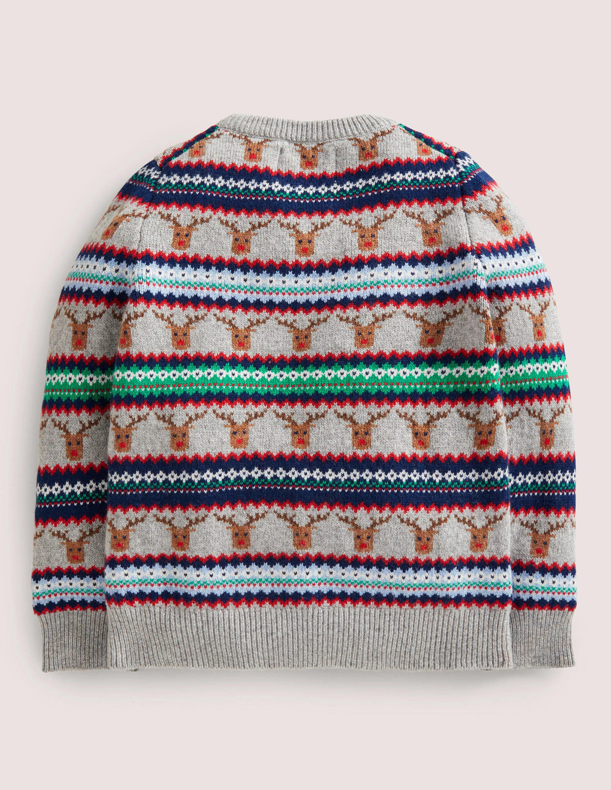 Reindeer Fair Isle Jumper-Grey Marl-2
