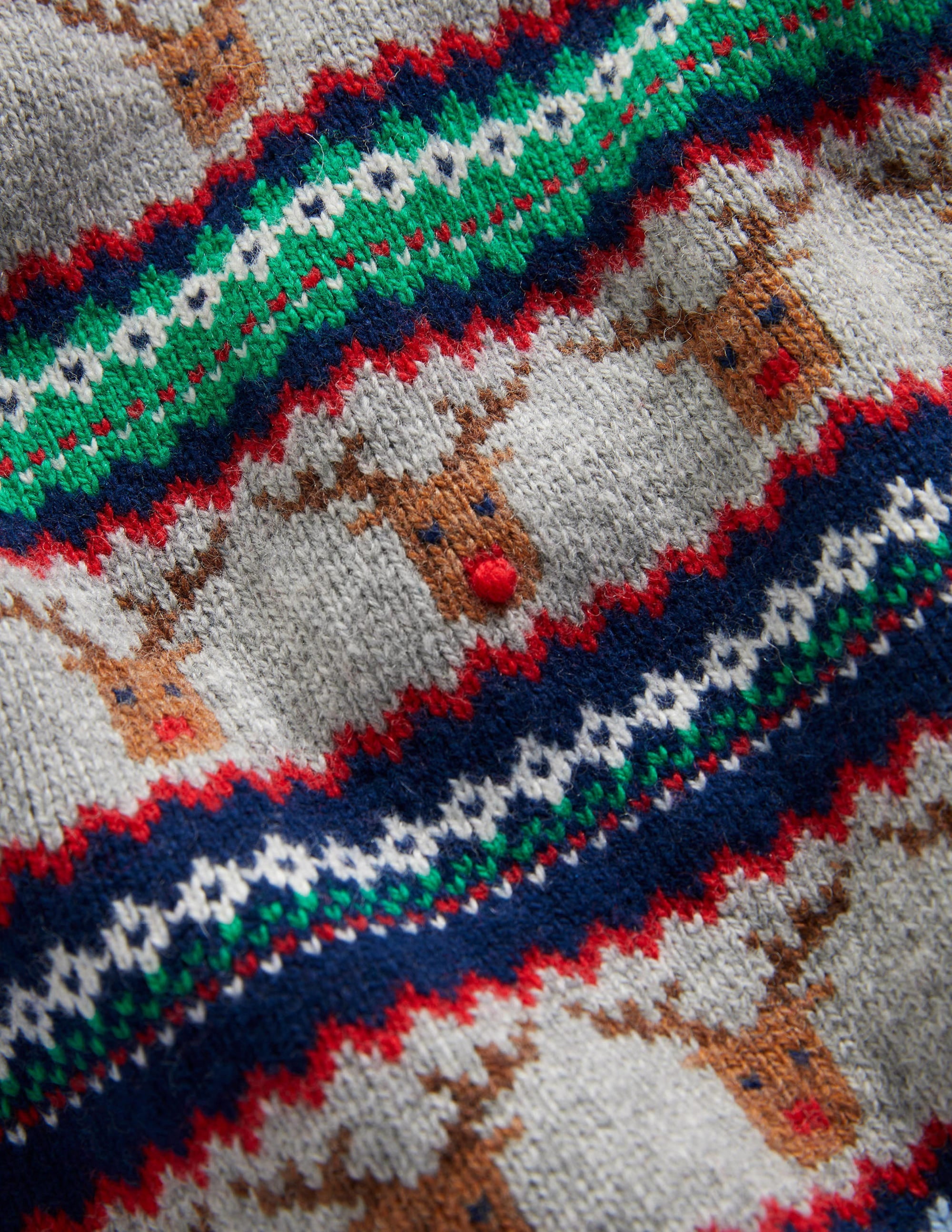 Reindeer Fair Isle Jumper-Grey Marl - Image 3
