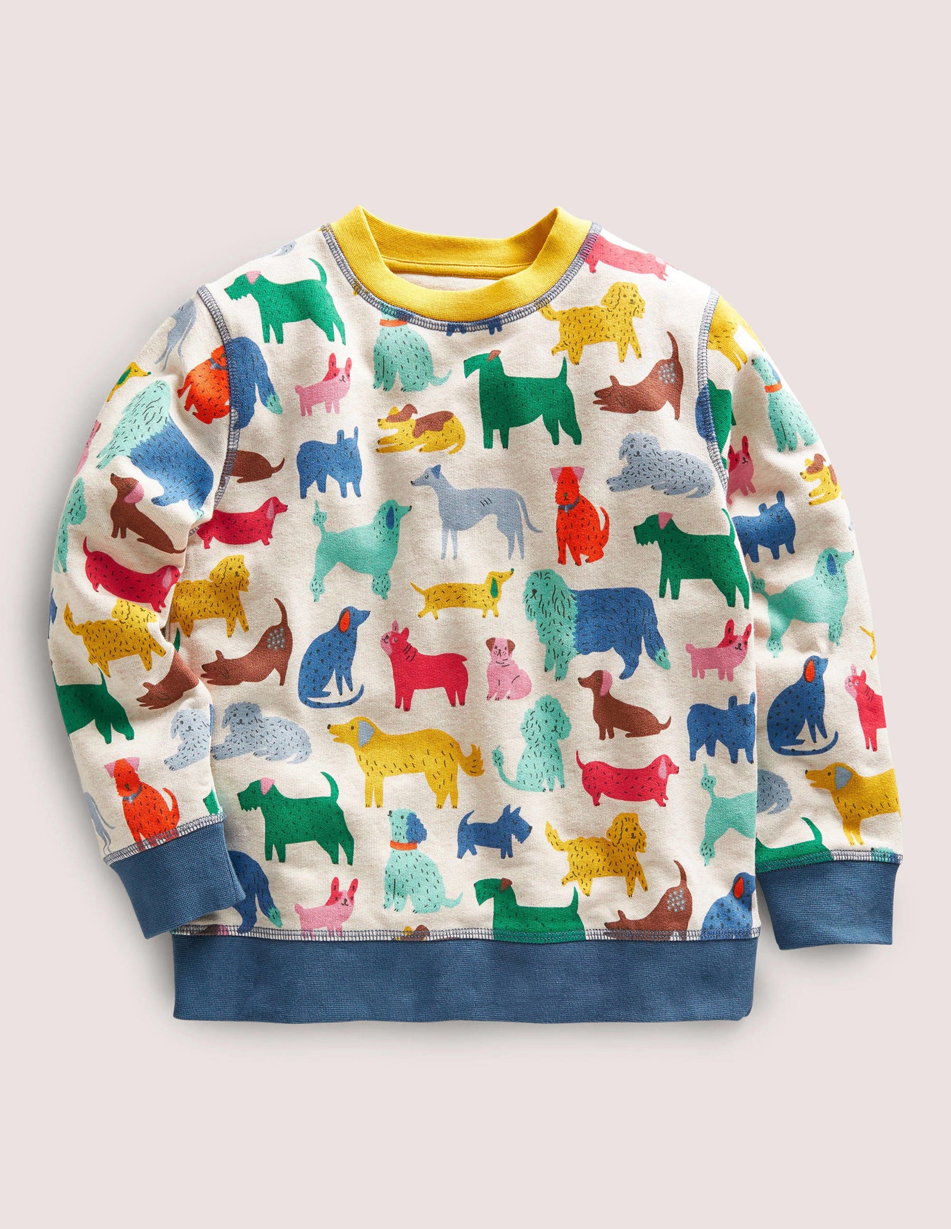 Printed Sweatshirt-Ecru/Elizabethan Blue Dogs-1