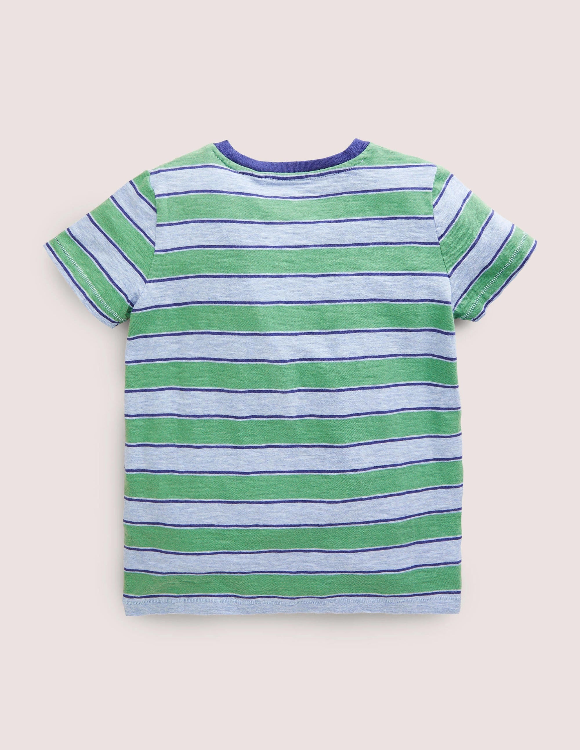 Striped Washed Slub T-shirt-Deep Grass Green/Blue Marl - Image 2