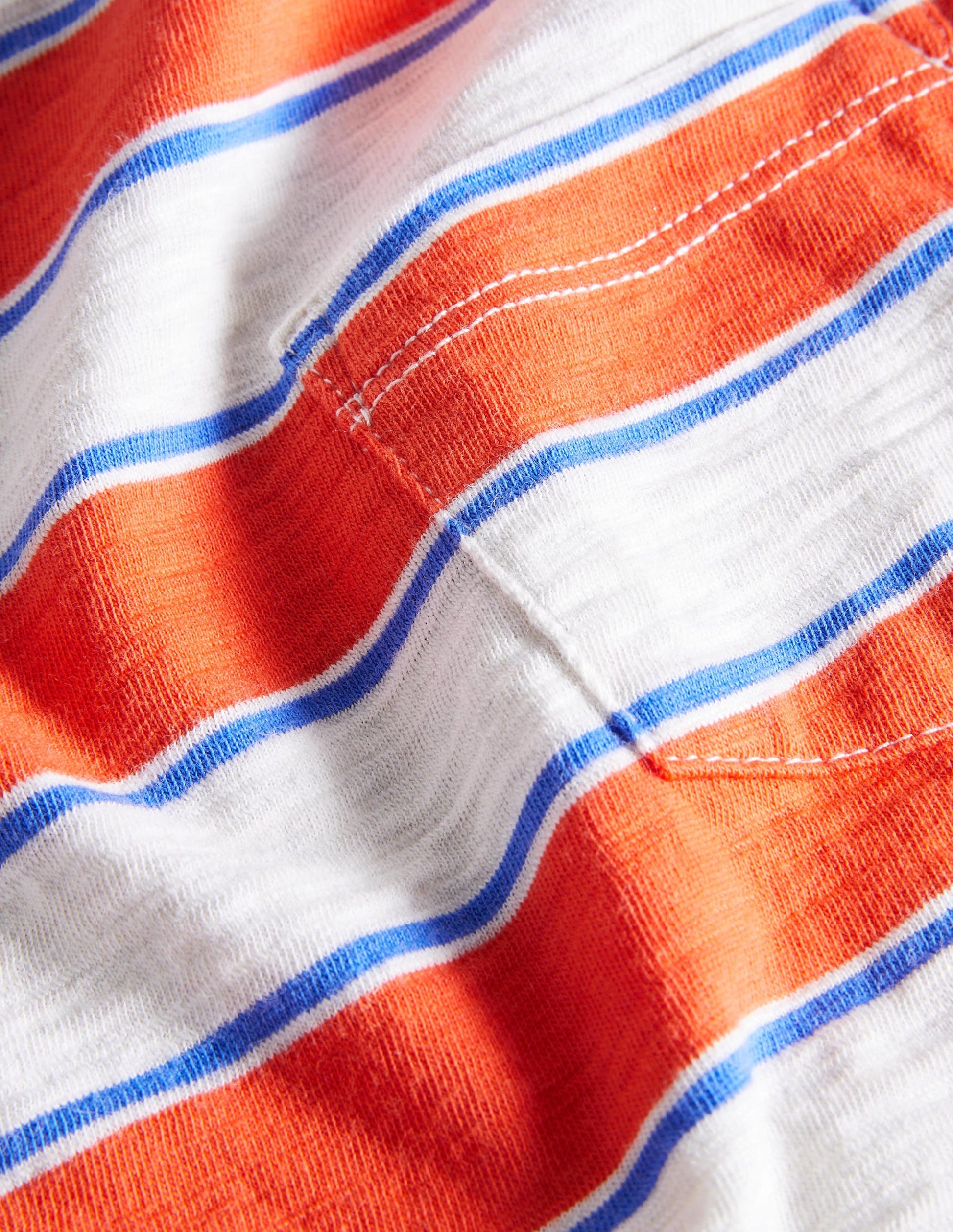 Striped Washed Slub T-shirt-Mandarin Red/ Oatmeal Marl-3