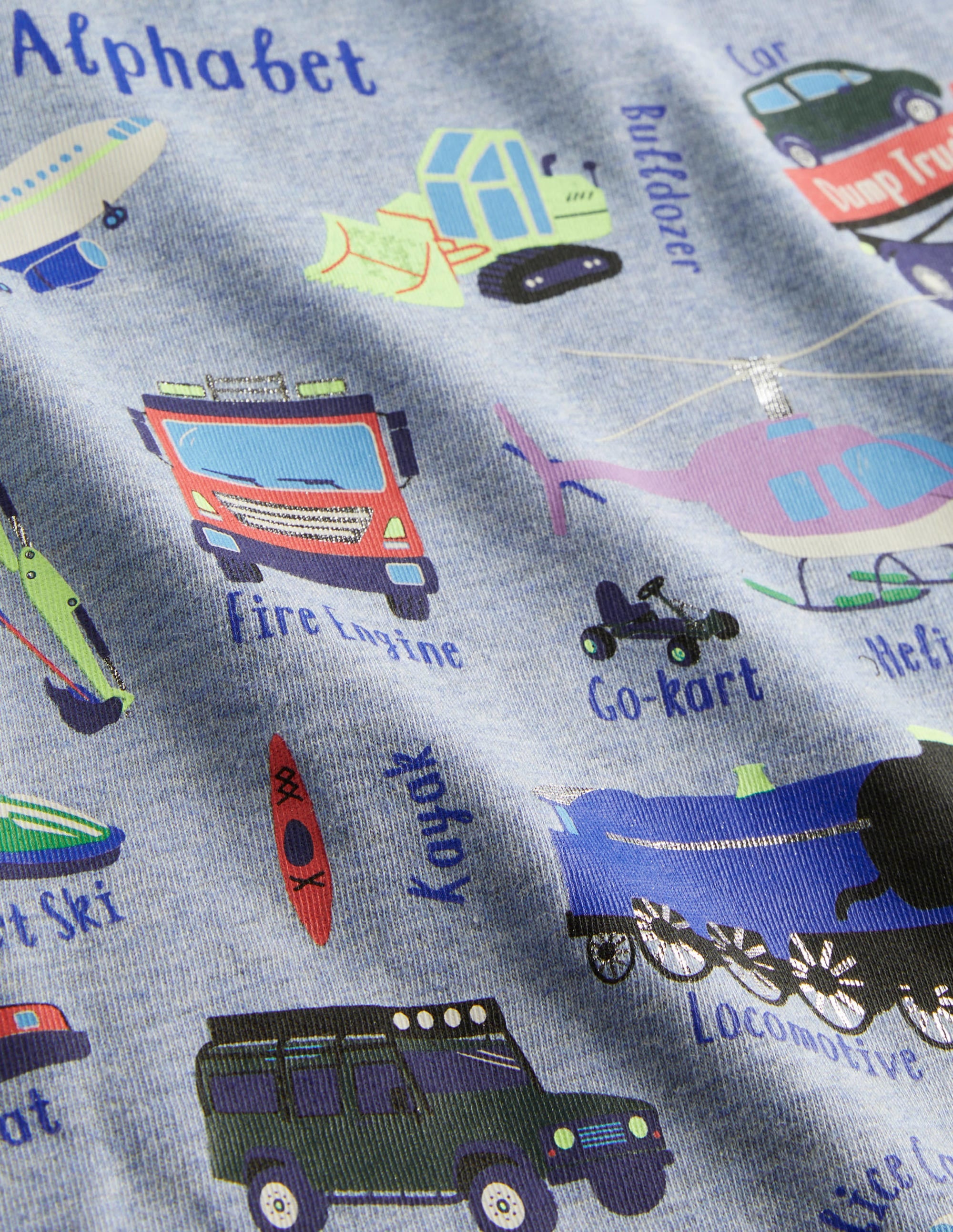 Long Sleeved Graphic T-shirt-Blue Marl Transport - Image 3