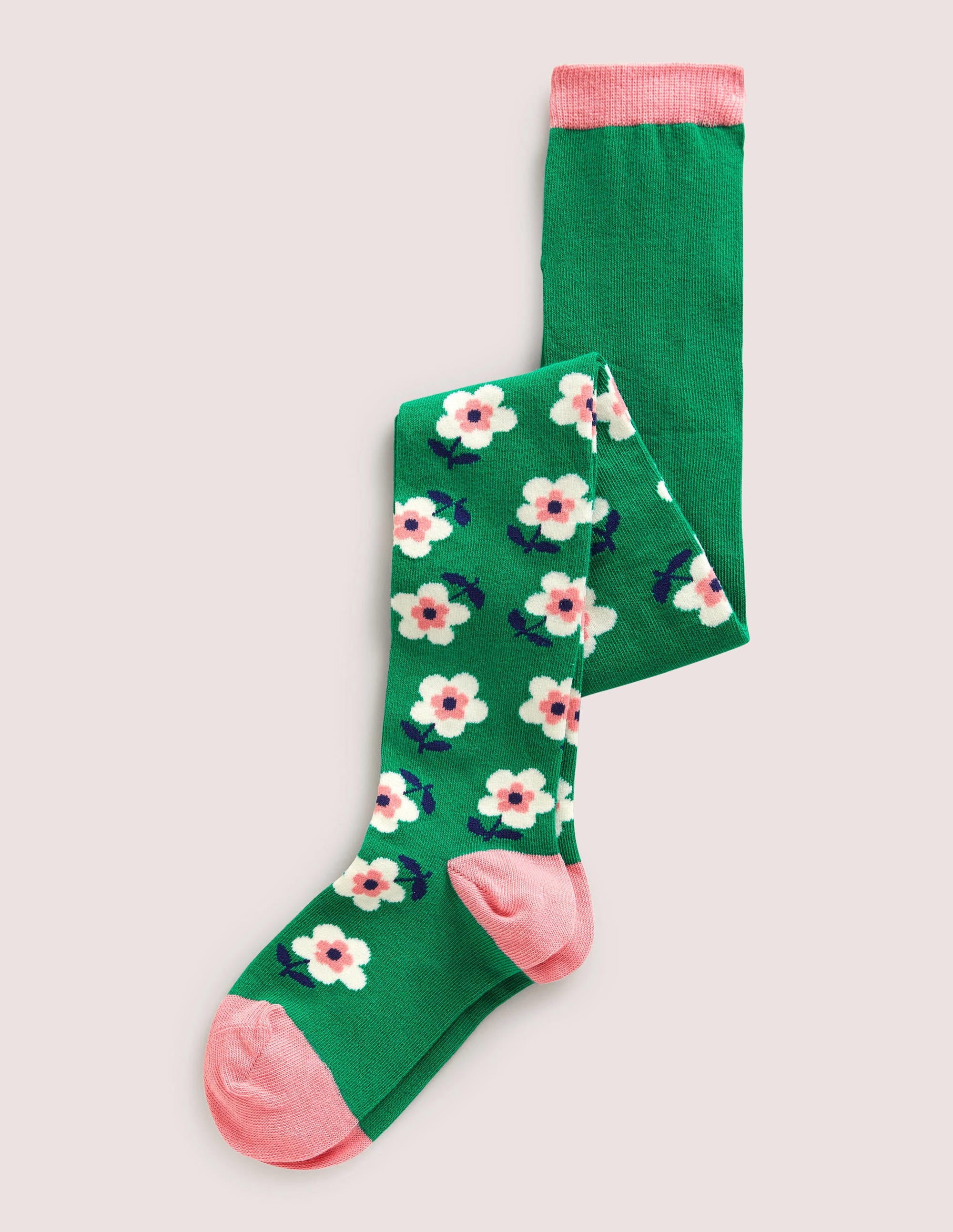 Patterned Tights-Green Flowers - Image 1