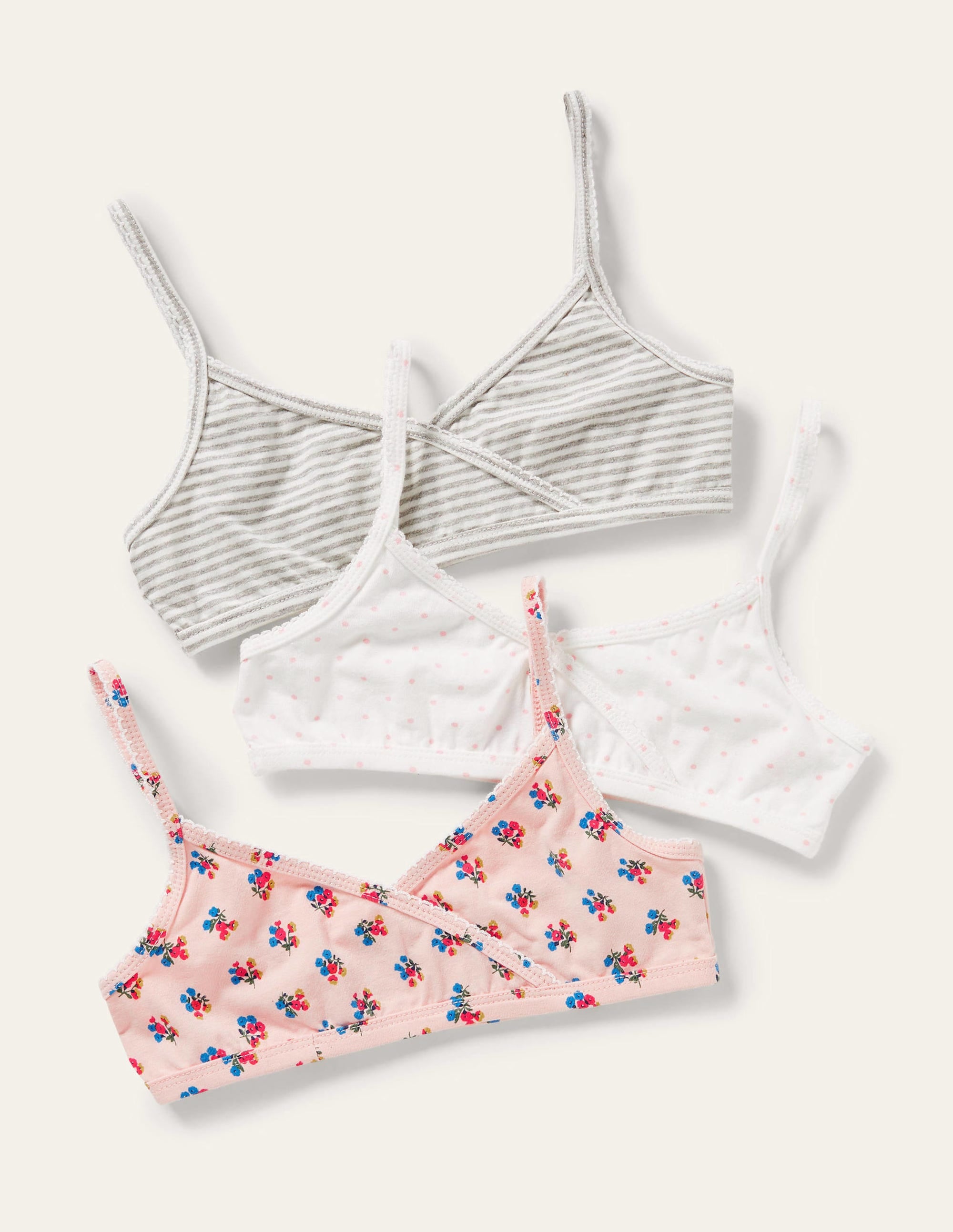Crossover Crop Tops 3 Pack-Pink Floral - Image 1