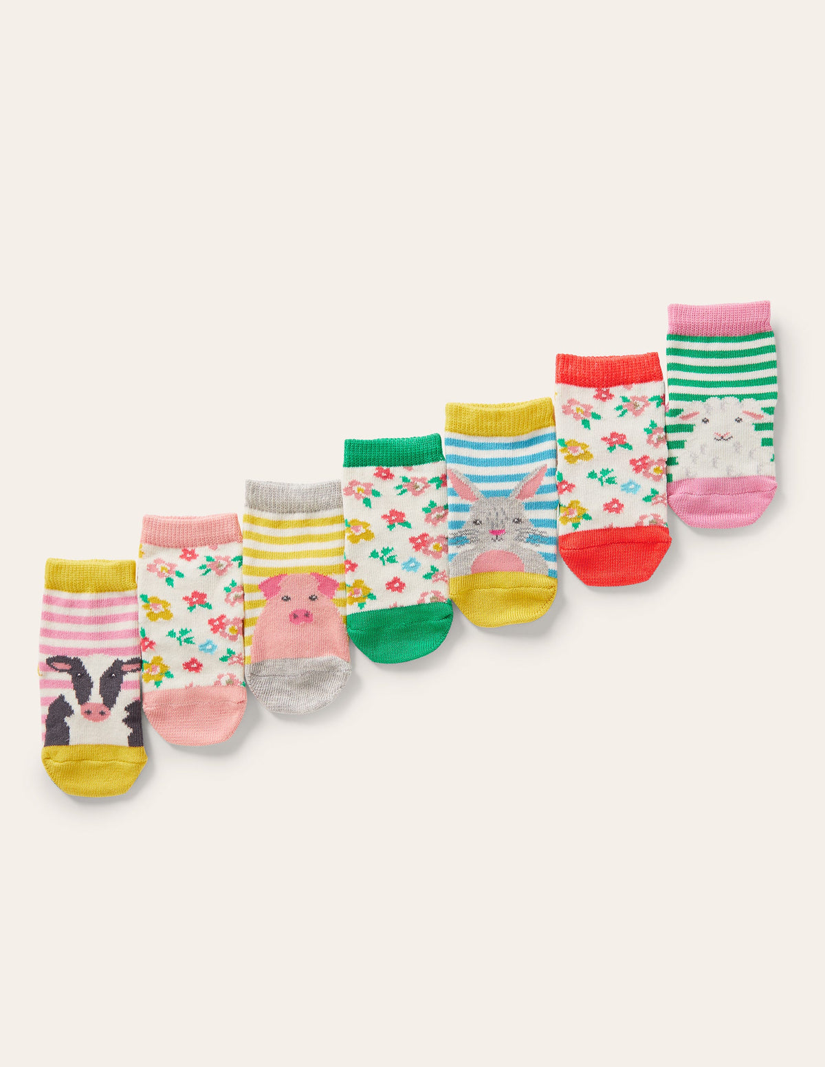 Sock Box 7 Pack-Floral Farm Animals - Image 1