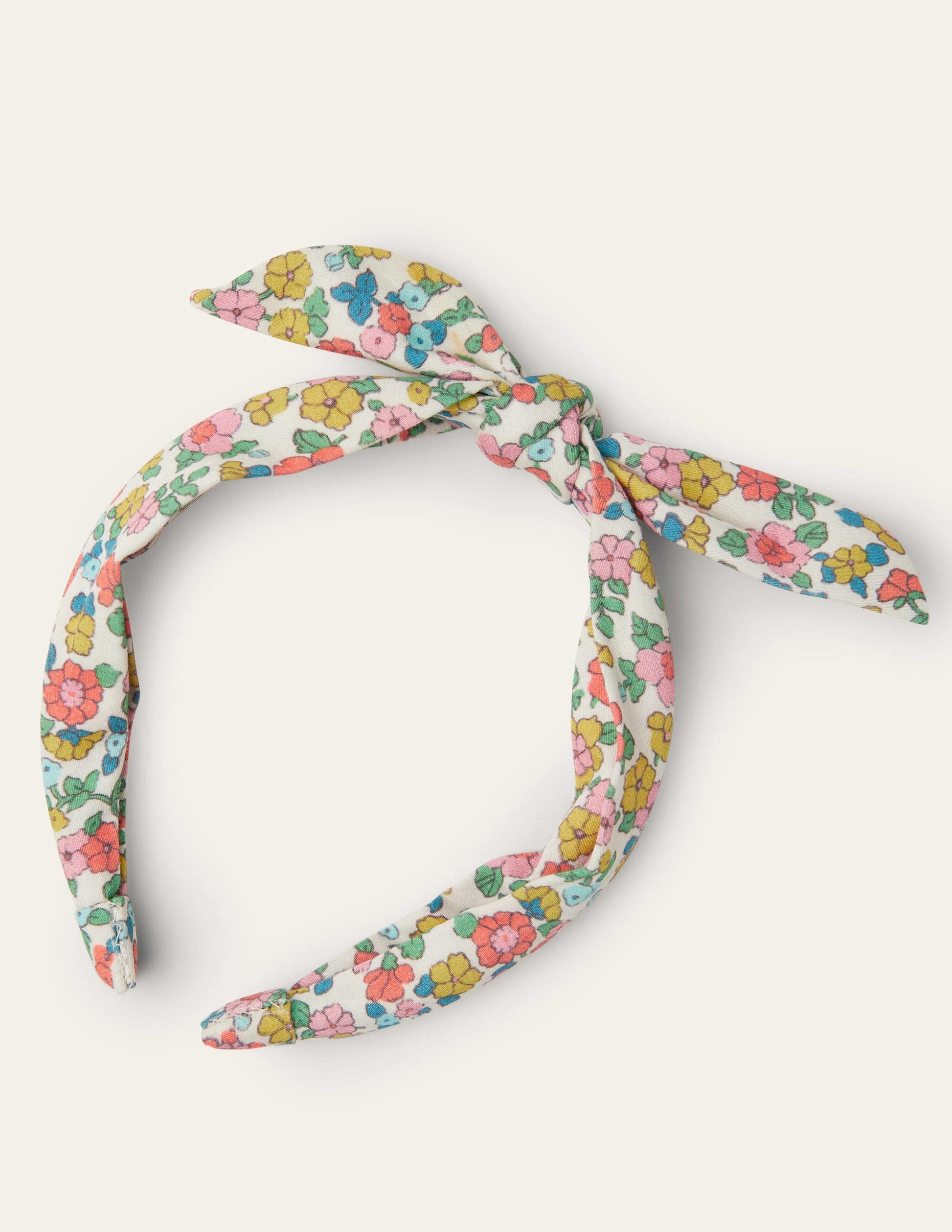 Knot Bow Headband-Ivory Vintage Flowerbed-1