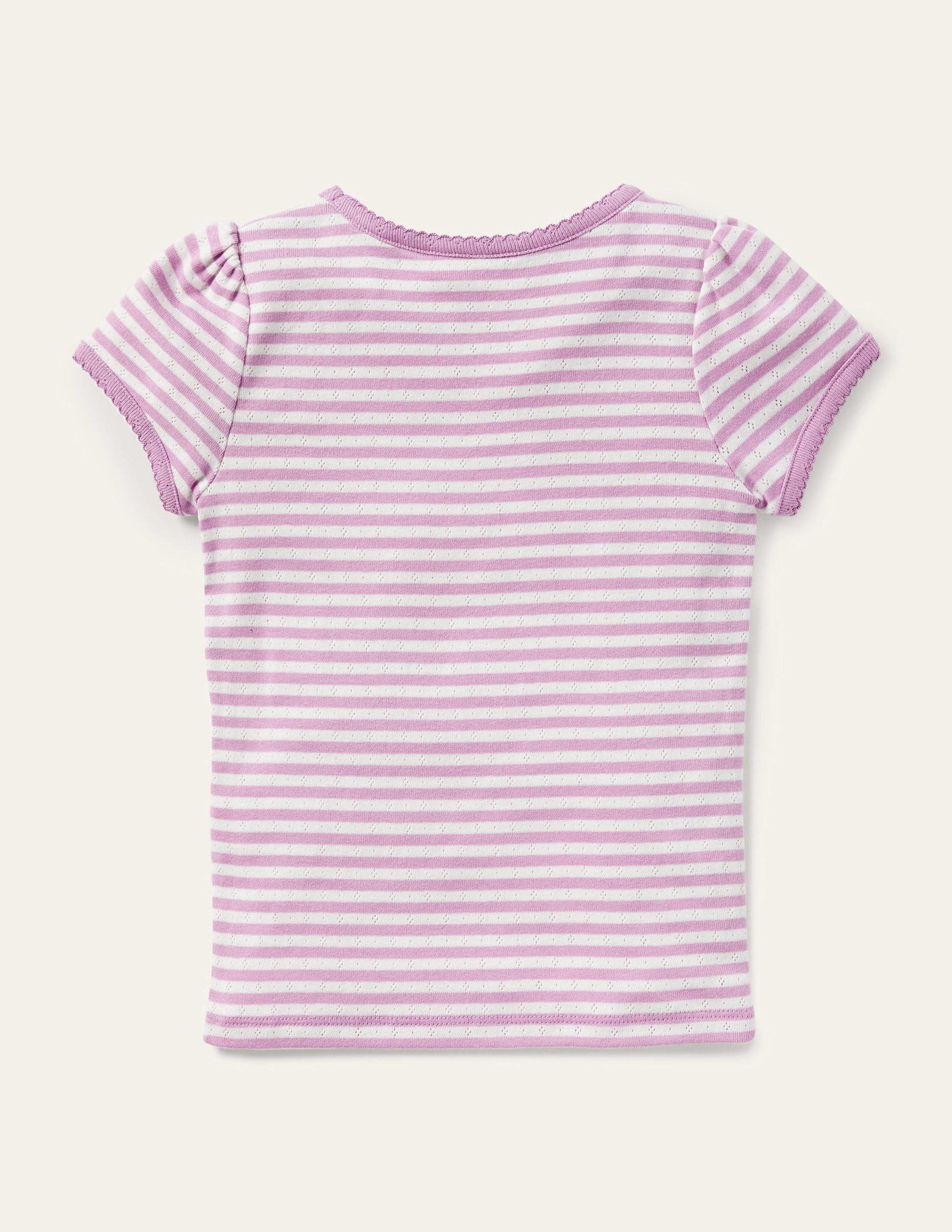 Short-Sleeved Pointelle Top-Lilac Purple/Ivory-2