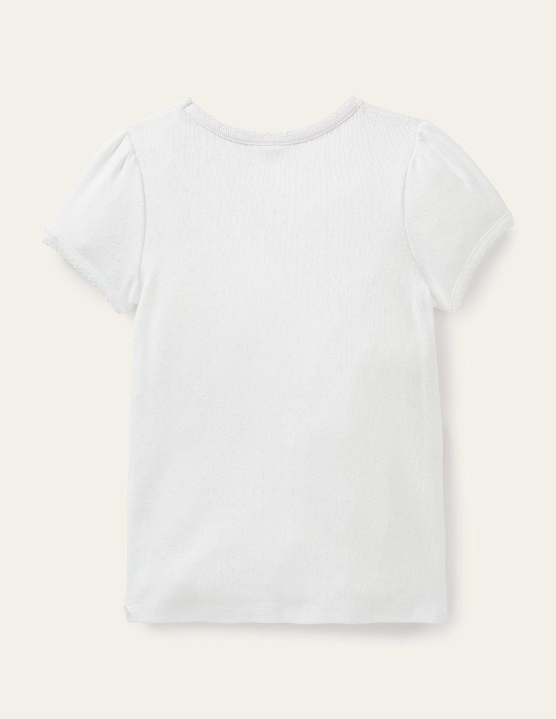 Short-Sleeved Pointelle Top-Ivory-2