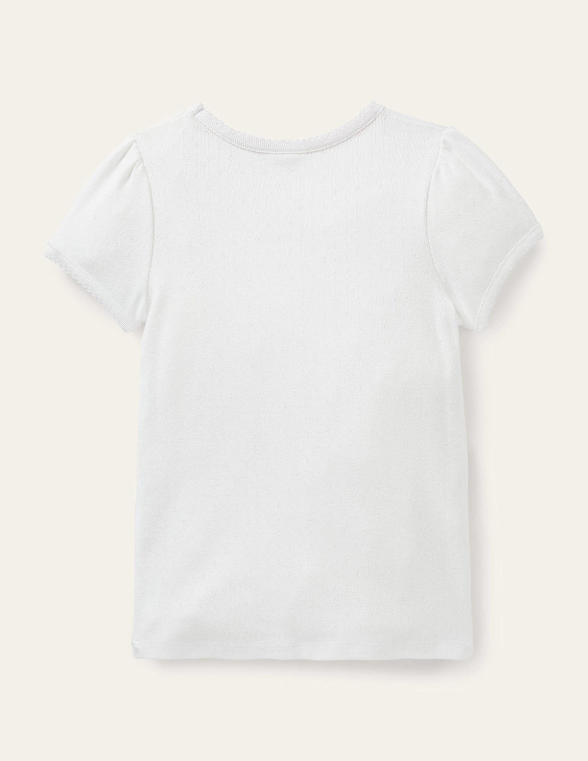 Short-Sleeved Pointelle Top-Ivory - Image 2