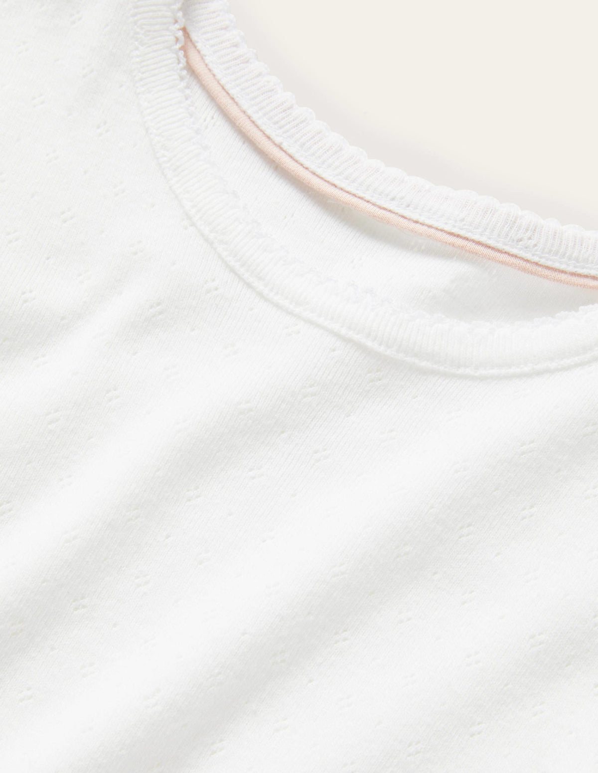 Short-Sleeved Pointelle Top-Ivory - Image 3