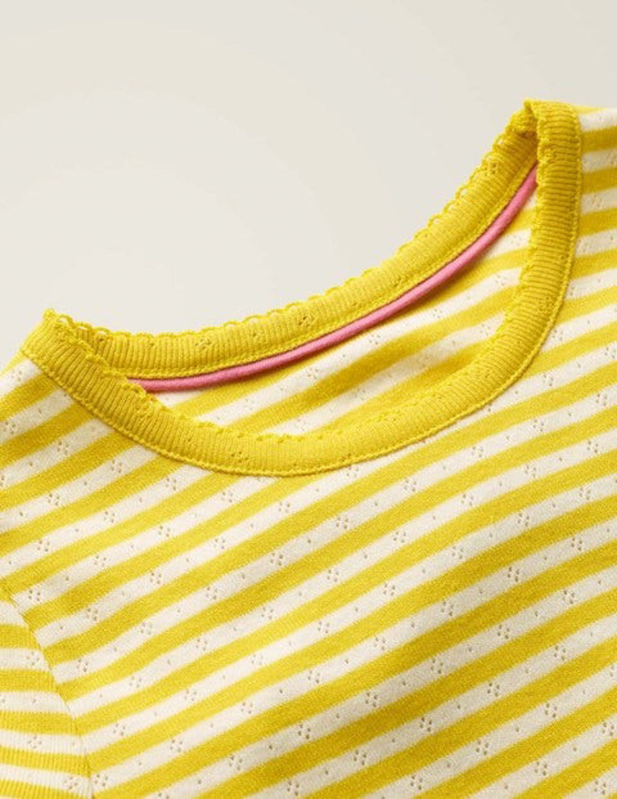 Short-Sleeved Pointelle Top-Daffodil Yellow/Ivory - Image 3