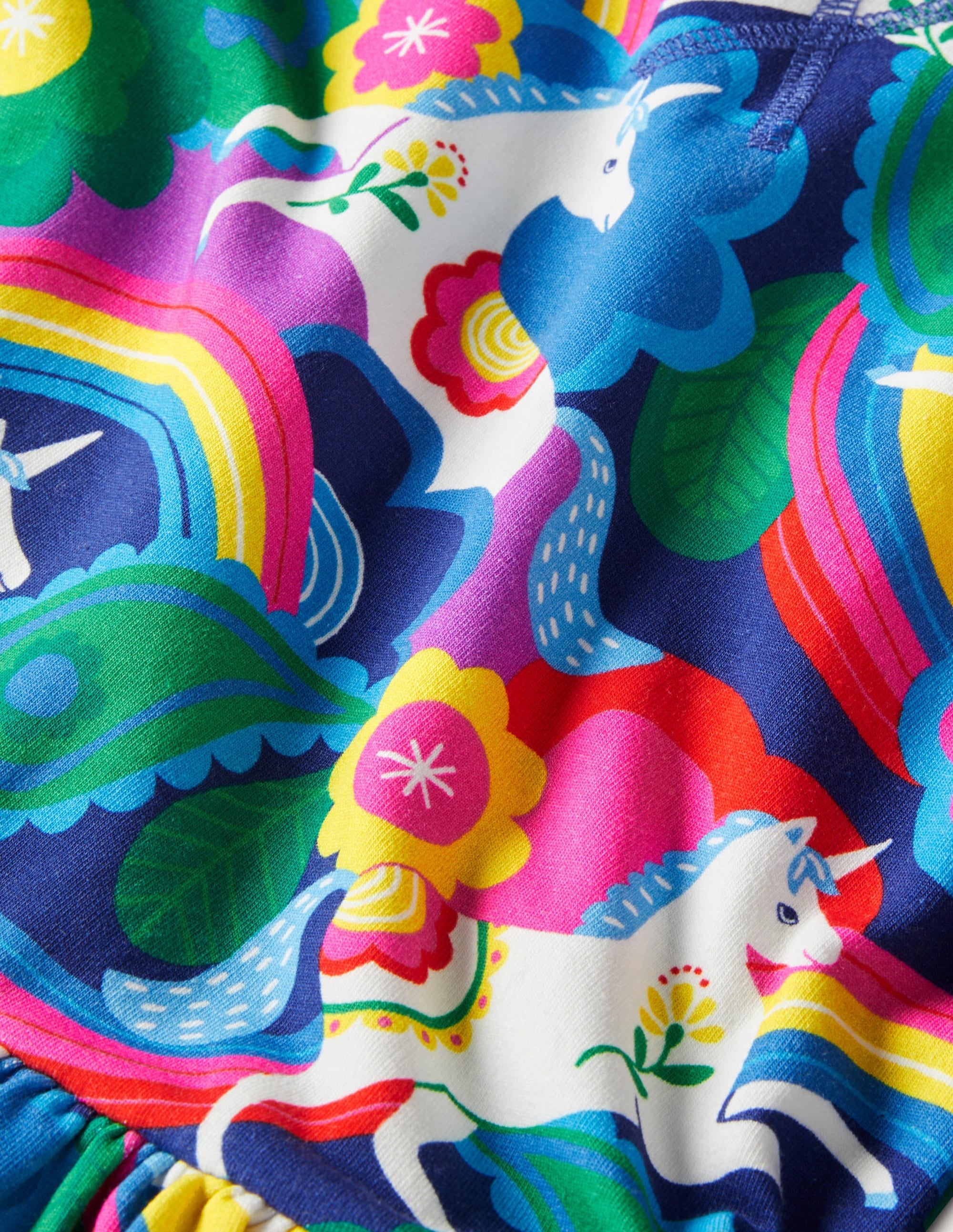 Navy Unicorn Print Sweatshirt Dress-Multi Flowerpatch Unicorns - Image 3