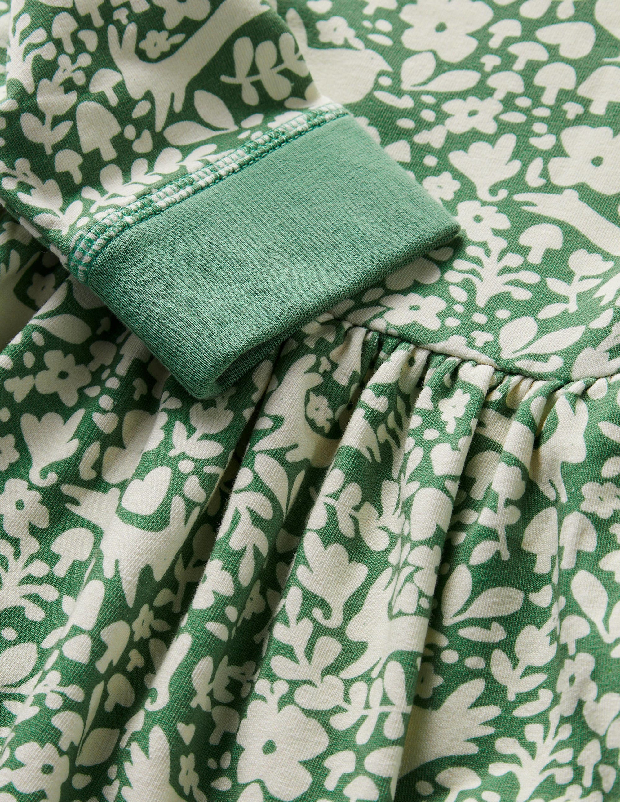 Jersey Sweatshirt Dress-Asparagus Green Woodland Toile - Image 3