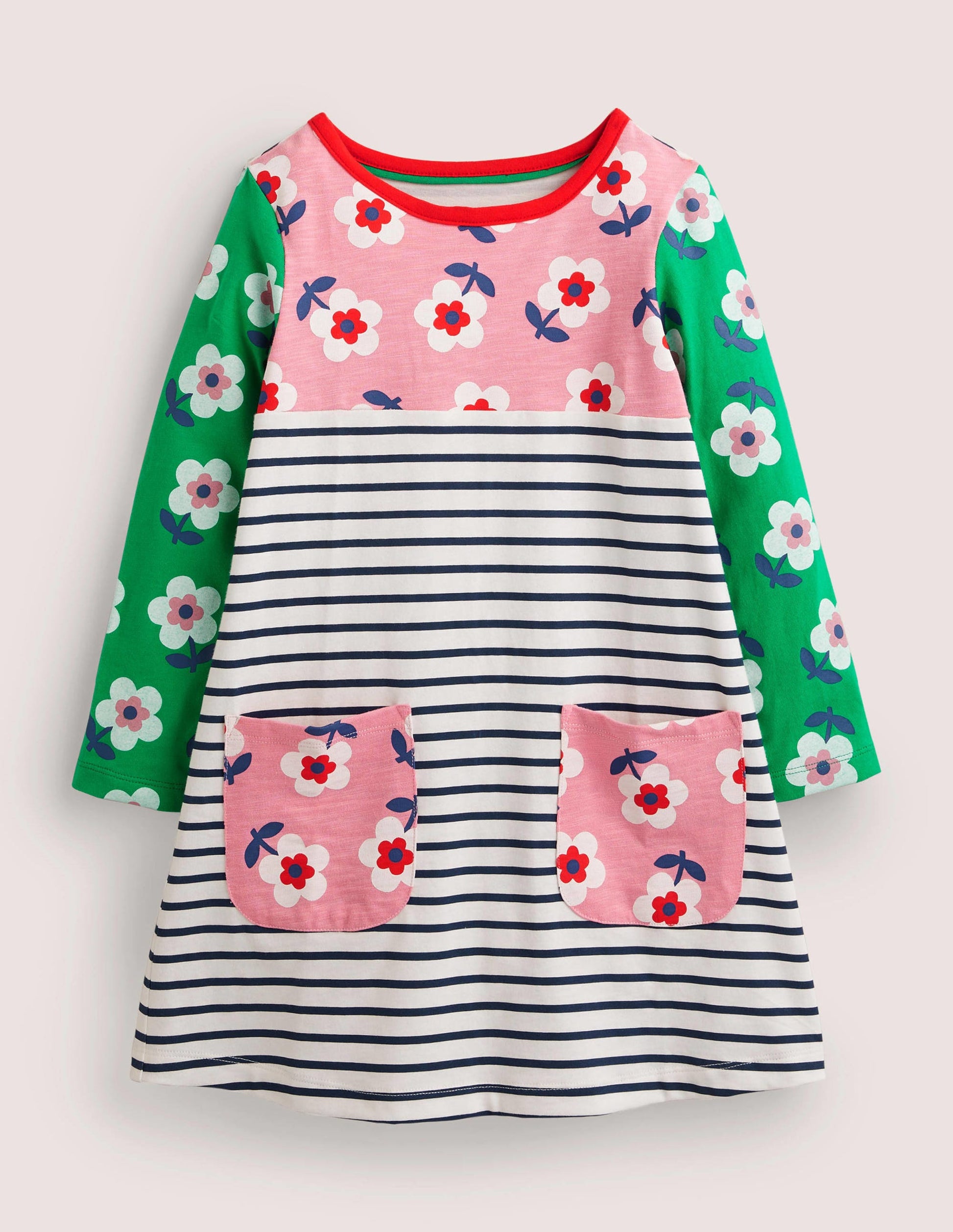 Fun Pocket Jersey Dress-Ivory/ Hotchpotch Floral-1