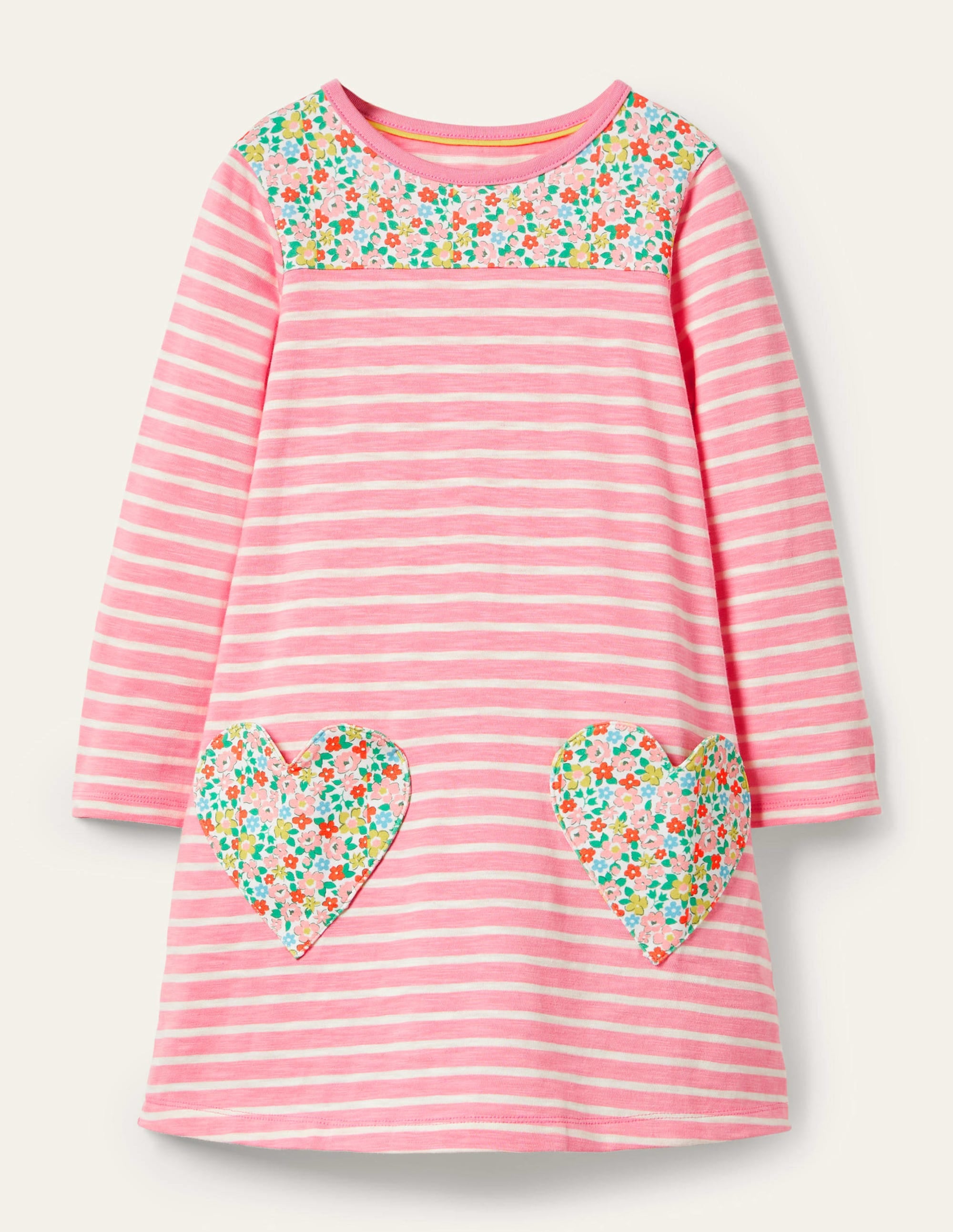 Pink Heart Fun Pocket Jersey Dress-Formica Pink/ Ivory - Image 1