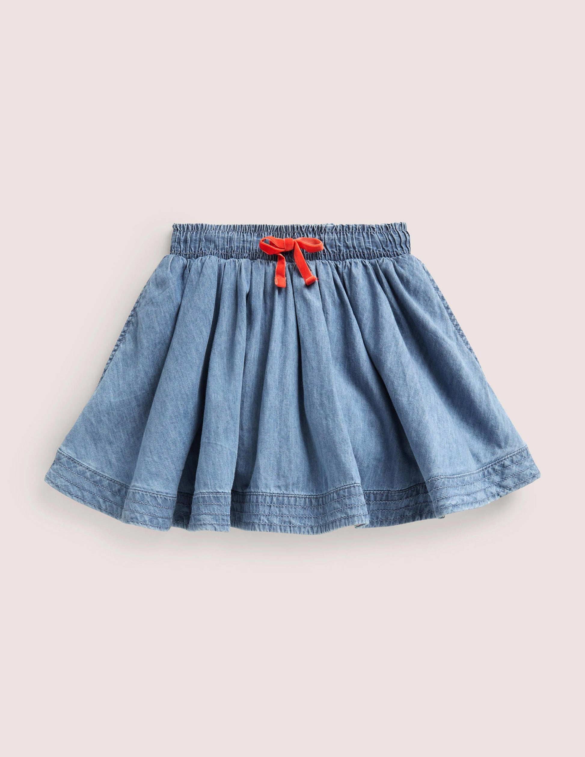 Woven Twirly Skirt-Light Vintage Denim-1