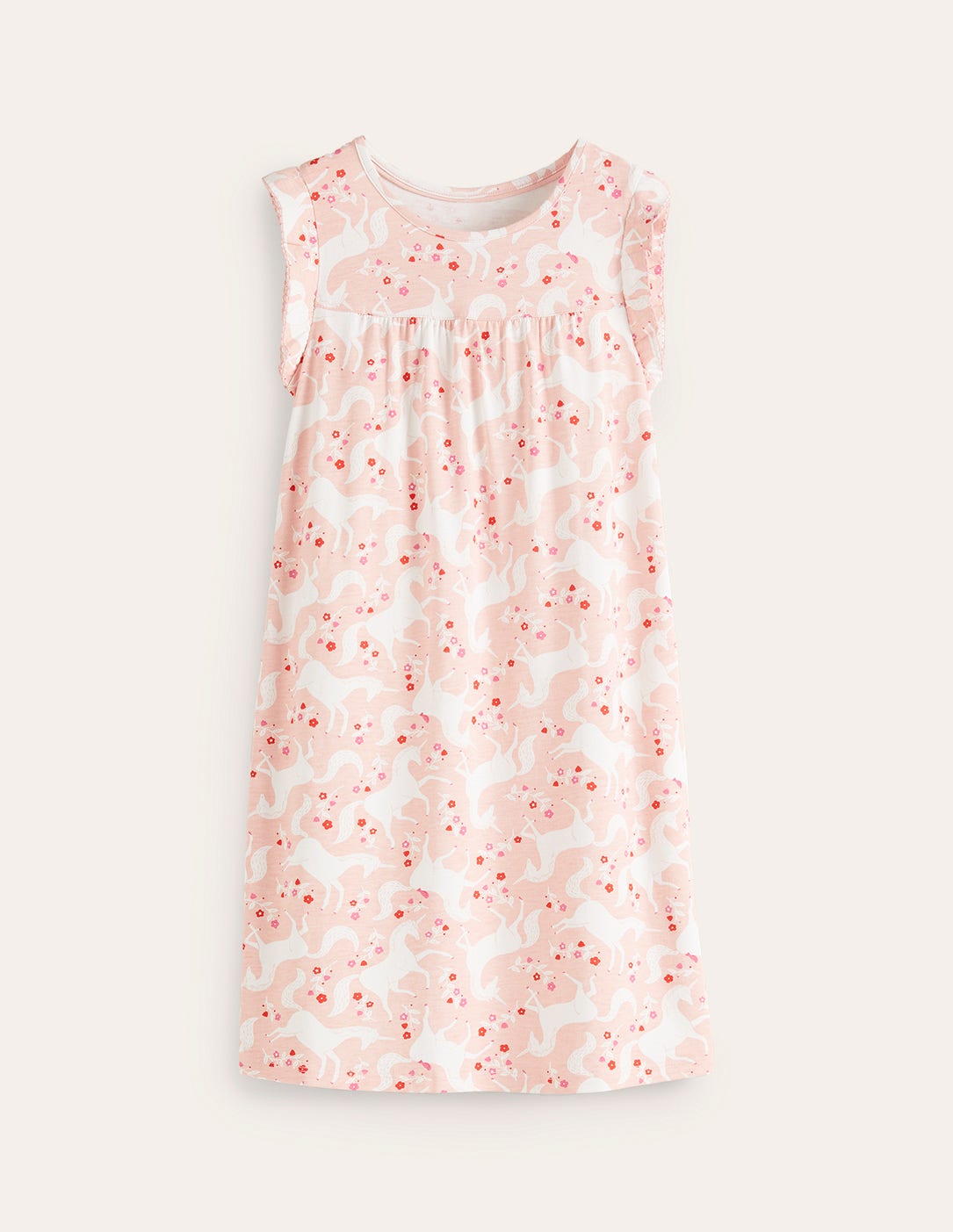 Printed Short-sleeved Nightie-Boto Pink Unicorn Floral - Image 1