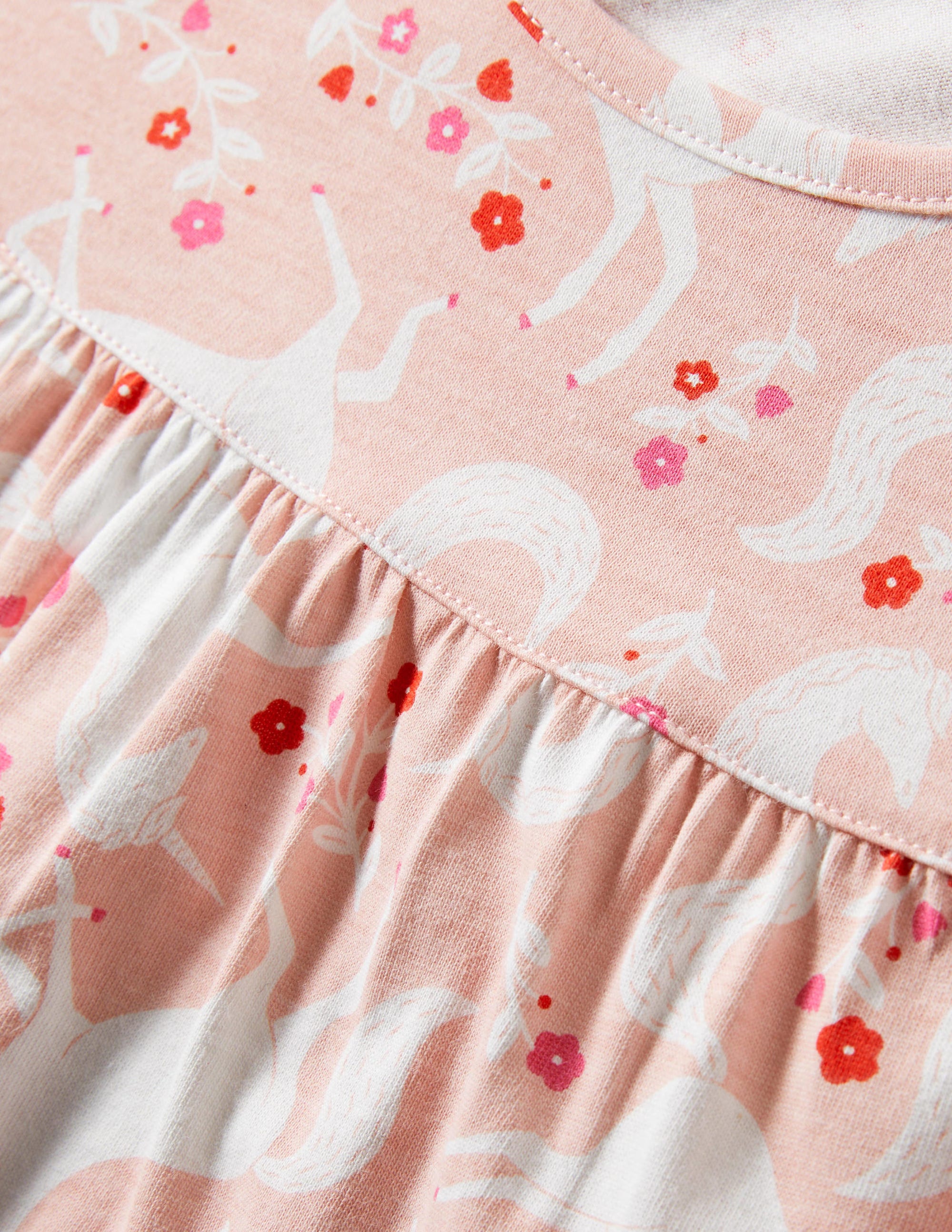 Printed Short-sleeved Nightie-Boto Pink Unicorn Floral - Image 3