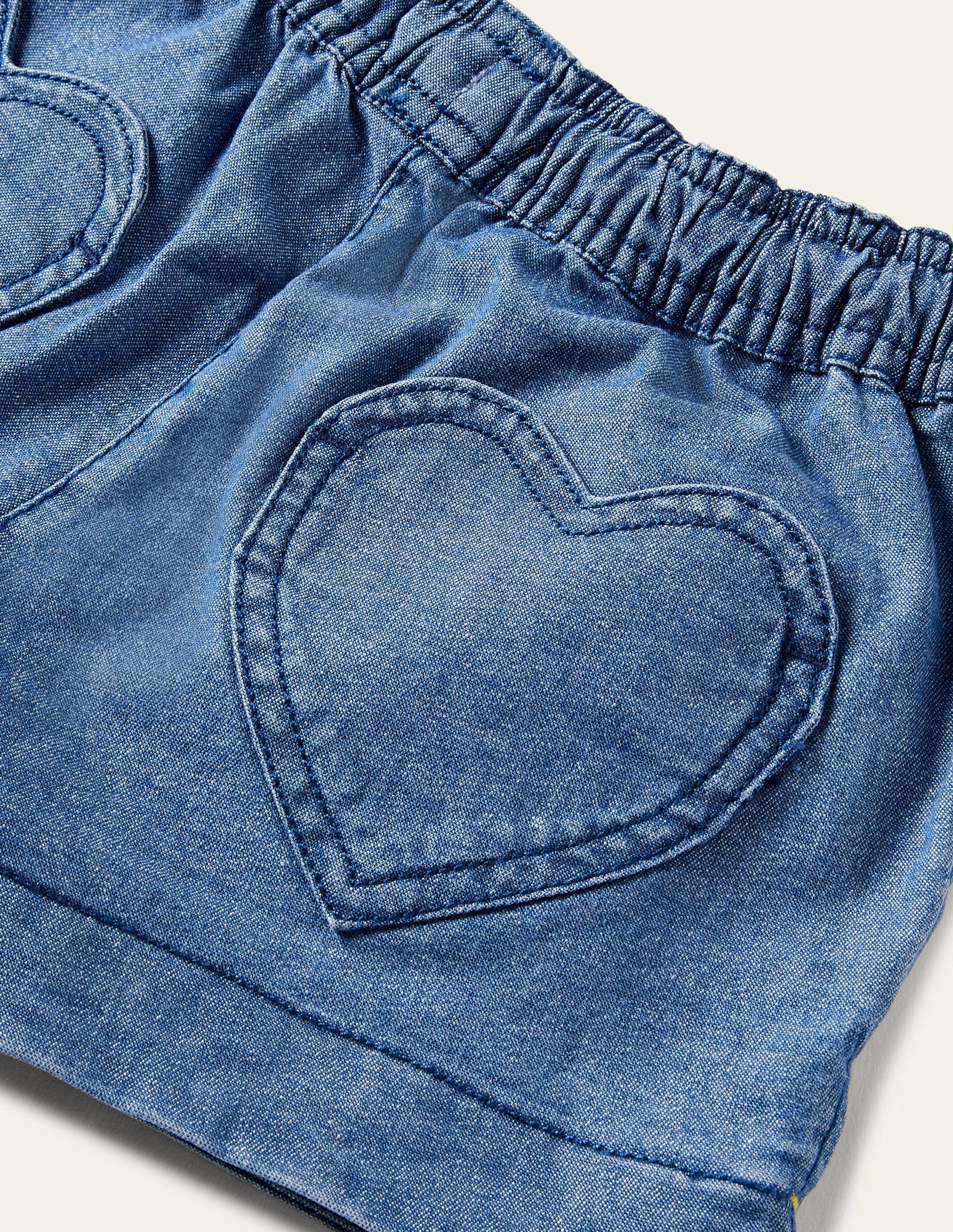 Heart Pocket Shorts-Chambray-3