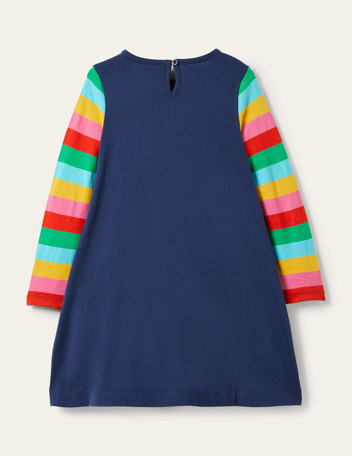 Navy Rainbow Unicorn Appliqué Dress-College Navy Unicorn - Image 2