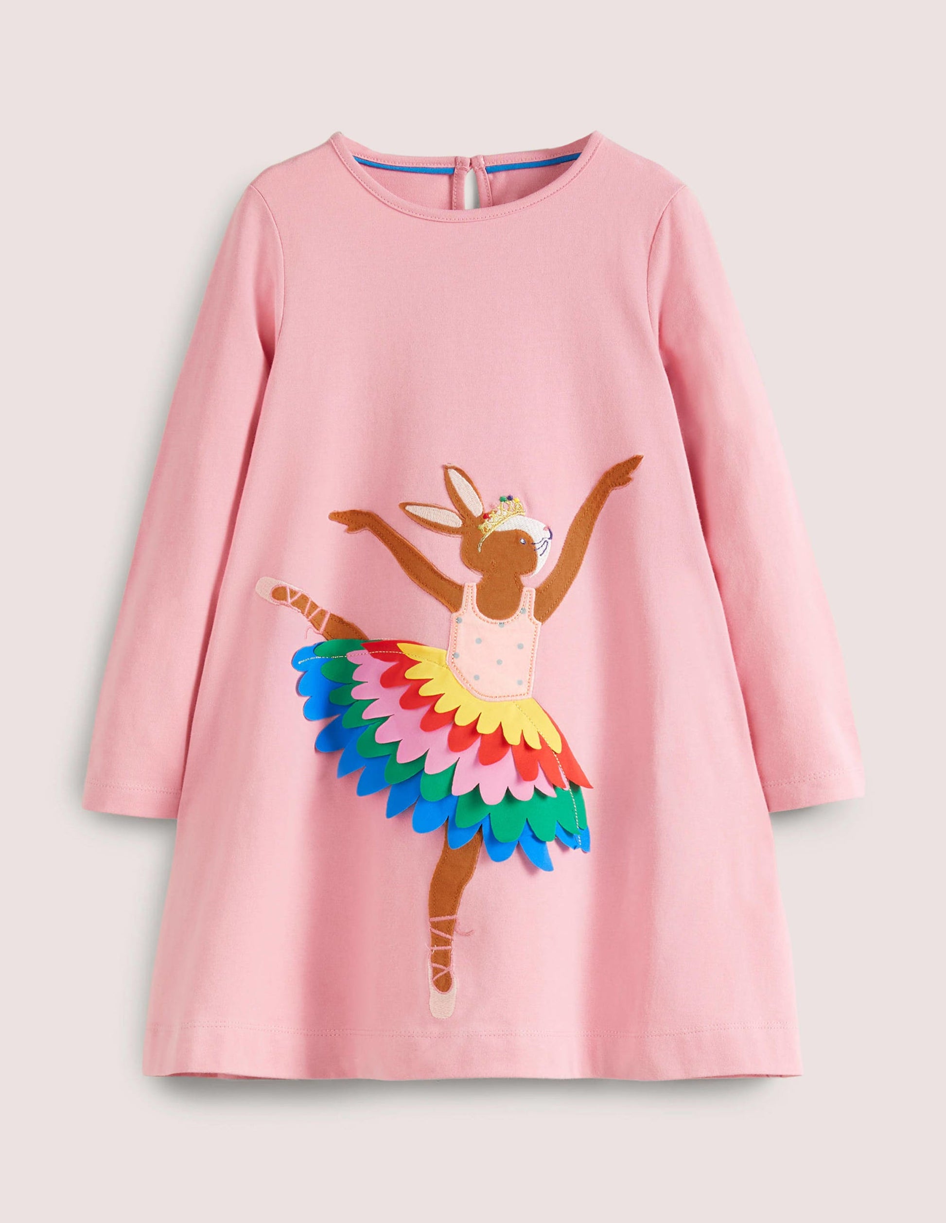 Big Appliqué Dress-Formica Pink Ballerina Bunny-1