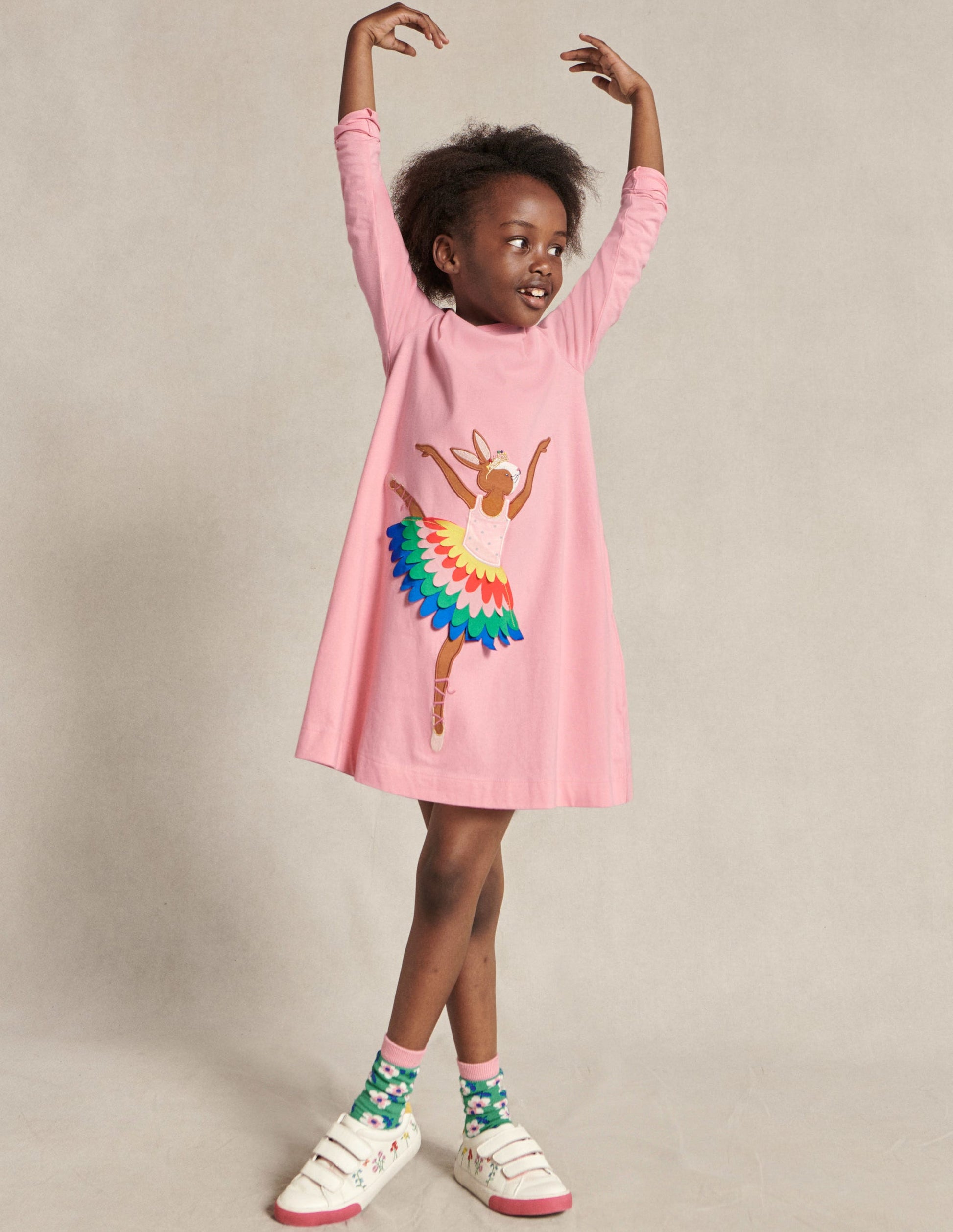 Big Appliqué Dress-Formica Pink Ballerina Bunny-7