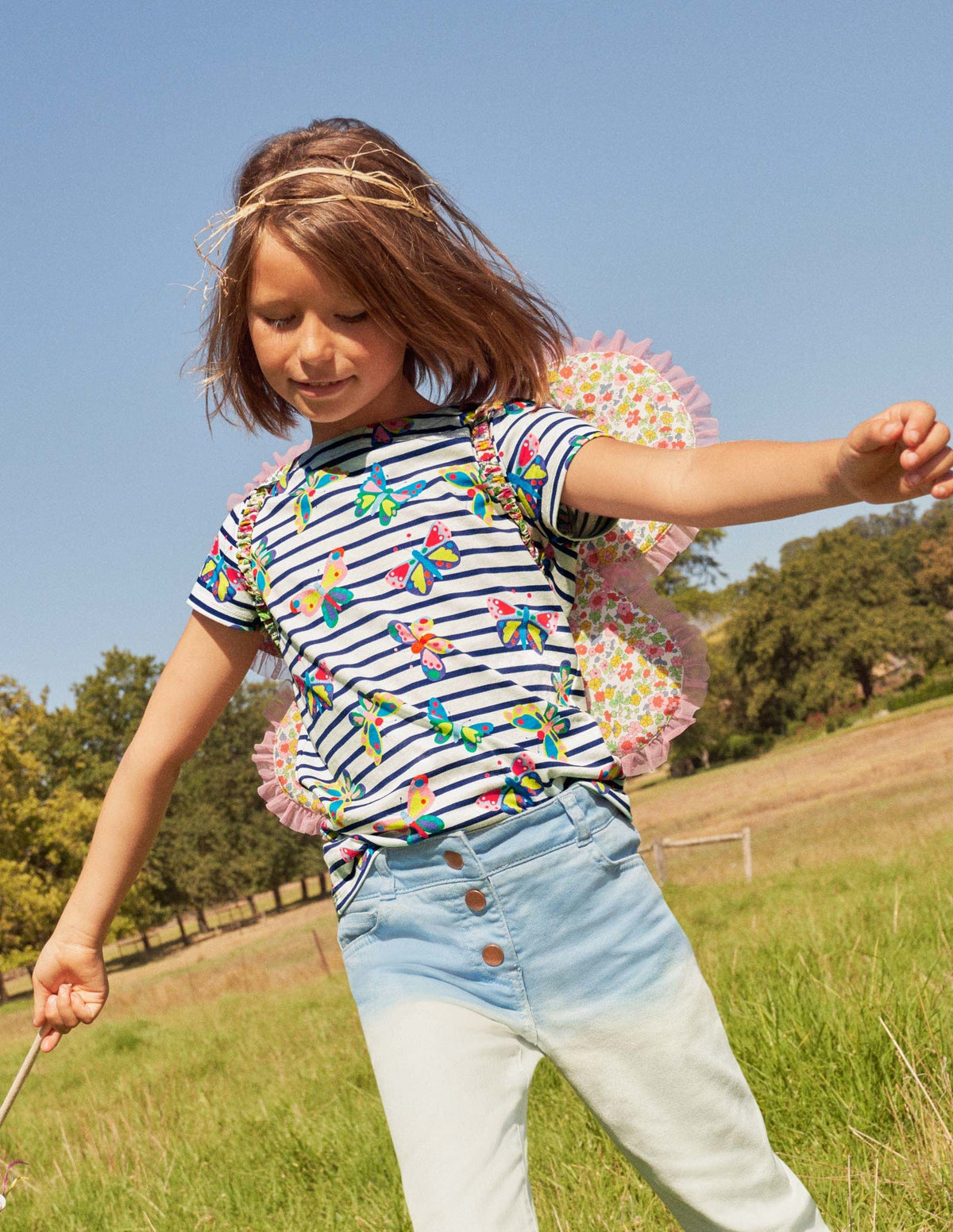 Short-sleeved Breton-Multi Butterfly Stripe-4