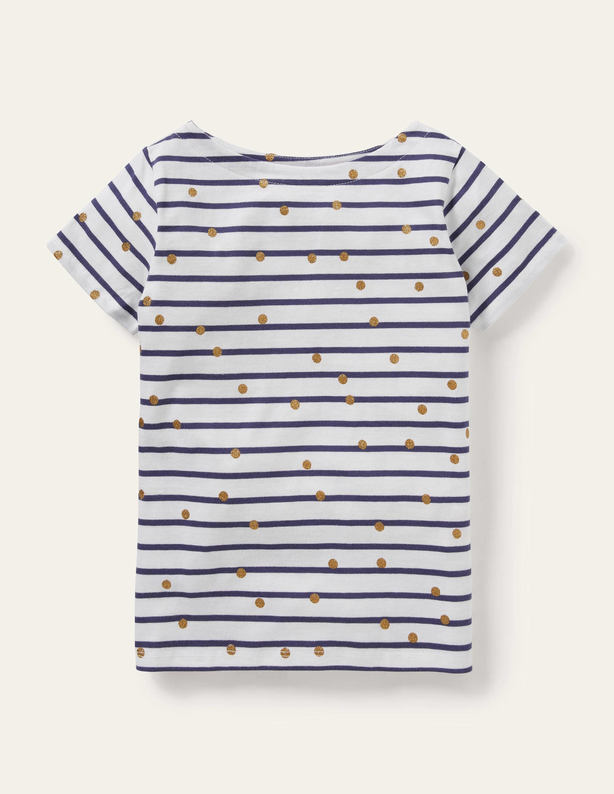 Short-sleeved Breton-Ivory/ Navy Gold Spot - Image 1