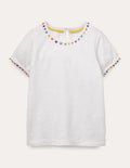 Charlie Pom Jersey T-shirt-White