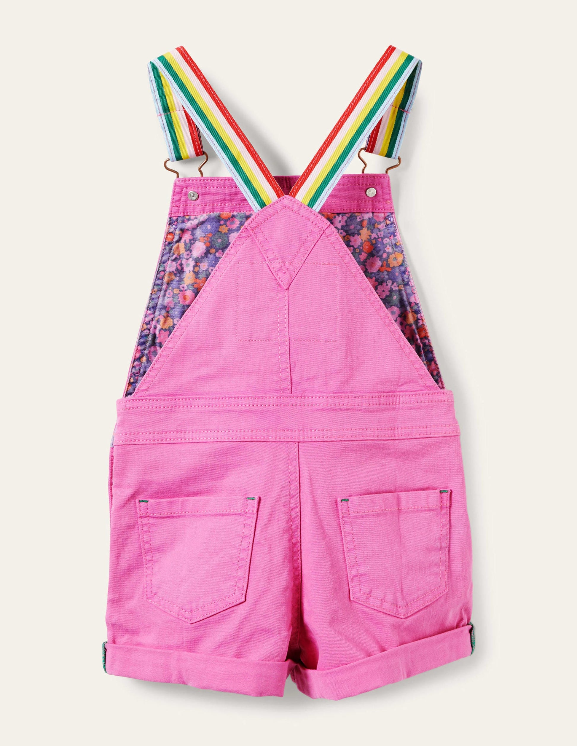 Fun Short Dungarees-Strawberry Ice Pink Rainbow-2