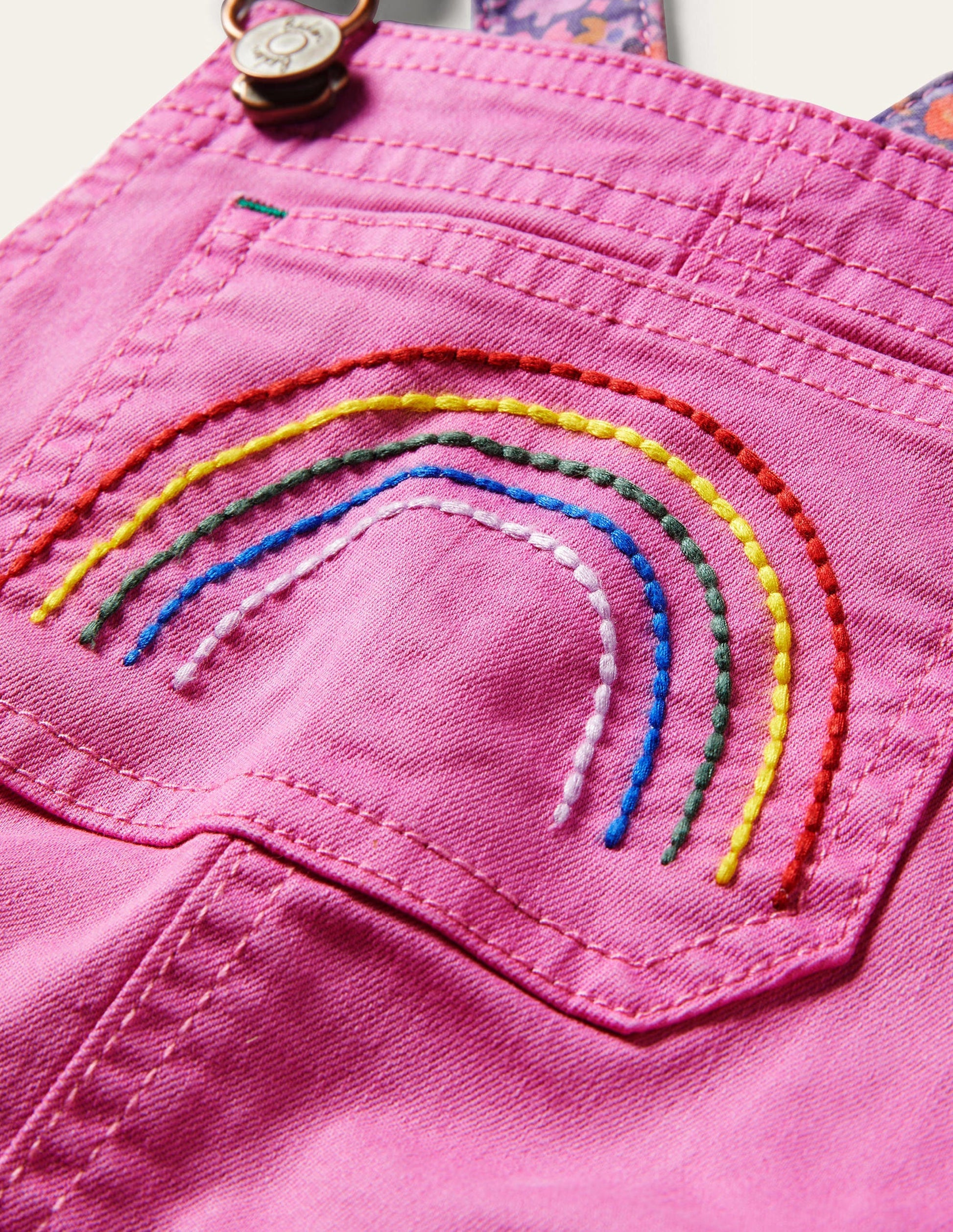 Fun Short Dungarees-Strawberry Ice Pink Rainbow-3