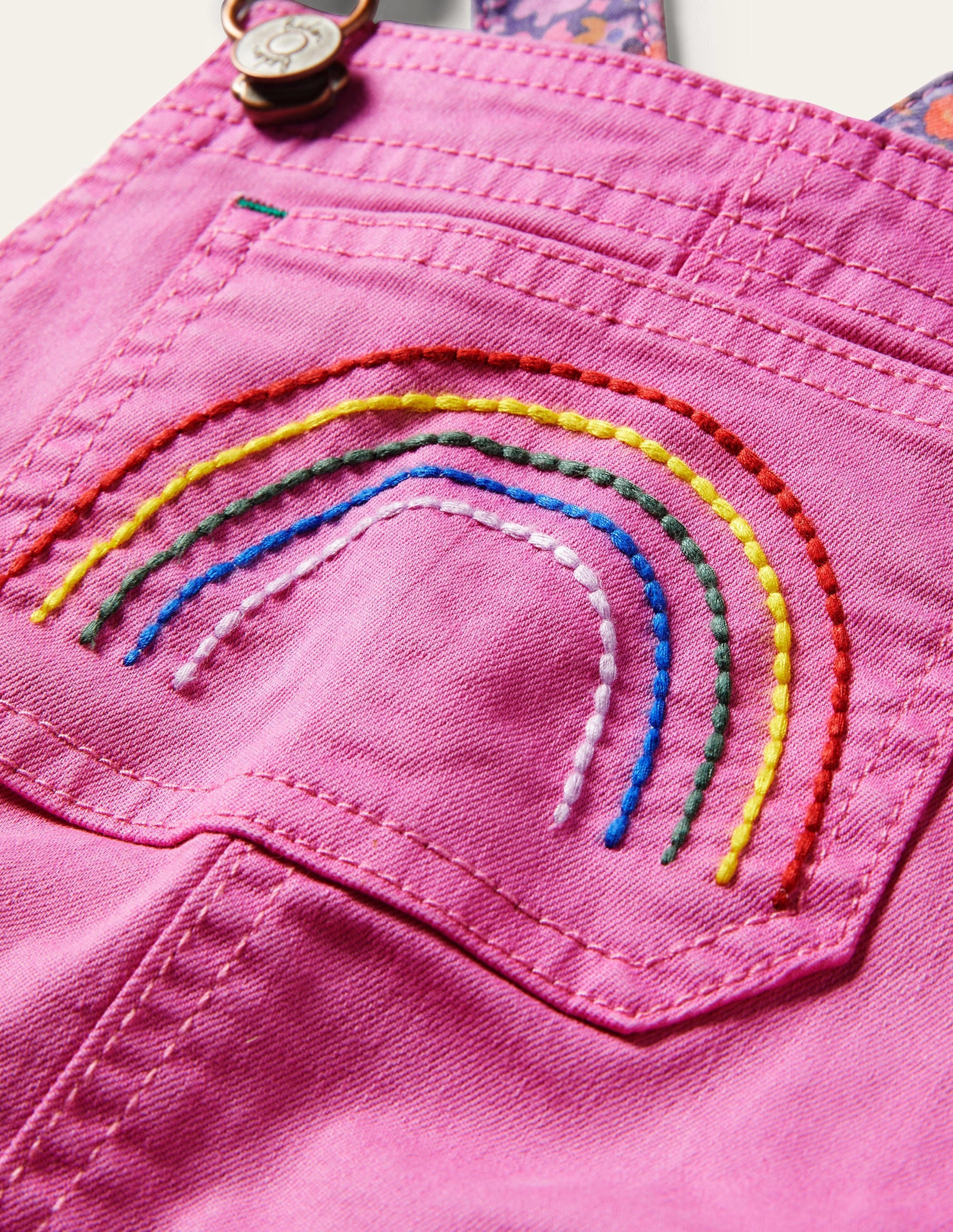 Fun Short Dungarees-Strawberry Ice Pink Rainbow - Image 3