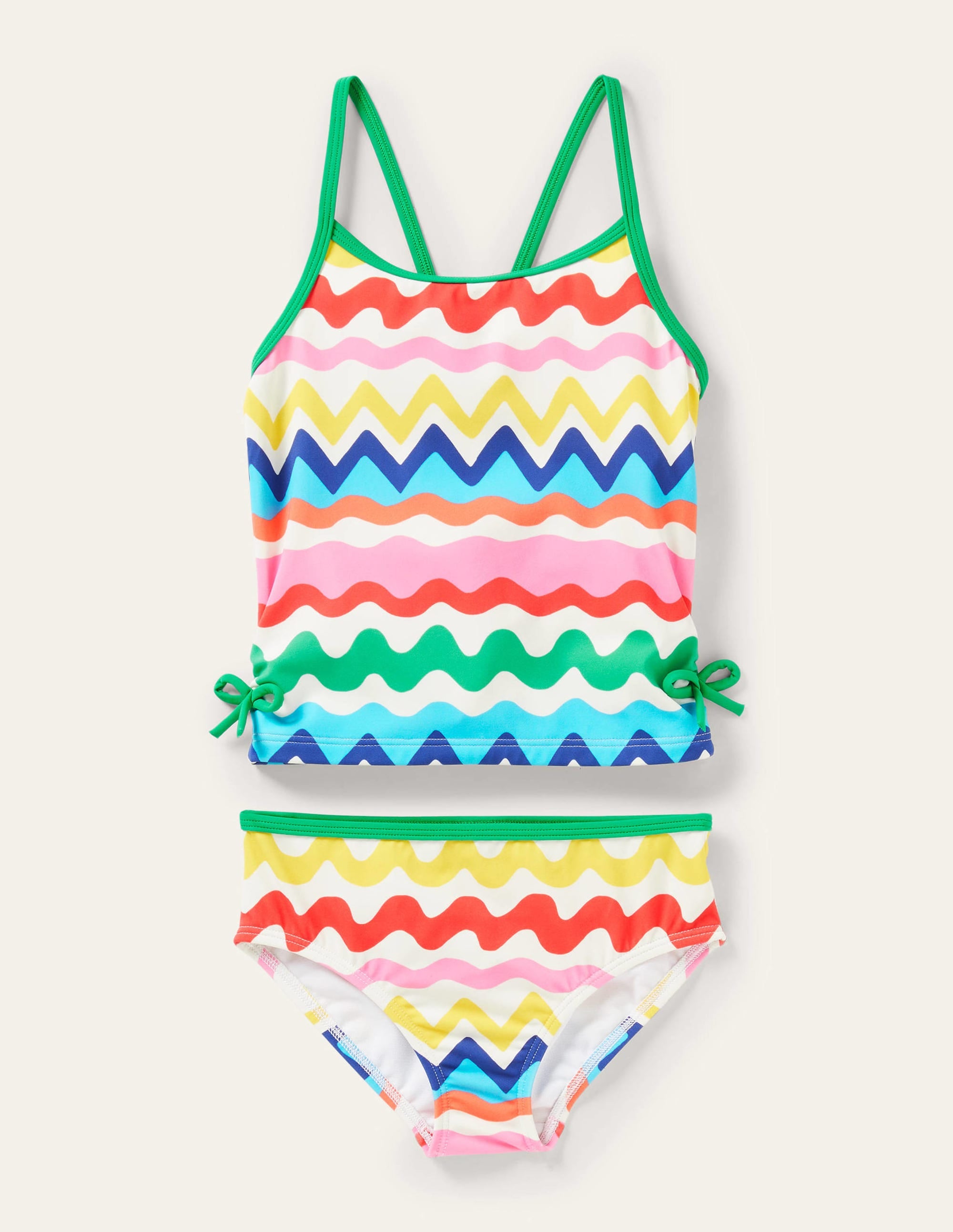 Ruched Tankini Set-Ivory, Multi Ric Rac Stripe - Image 1