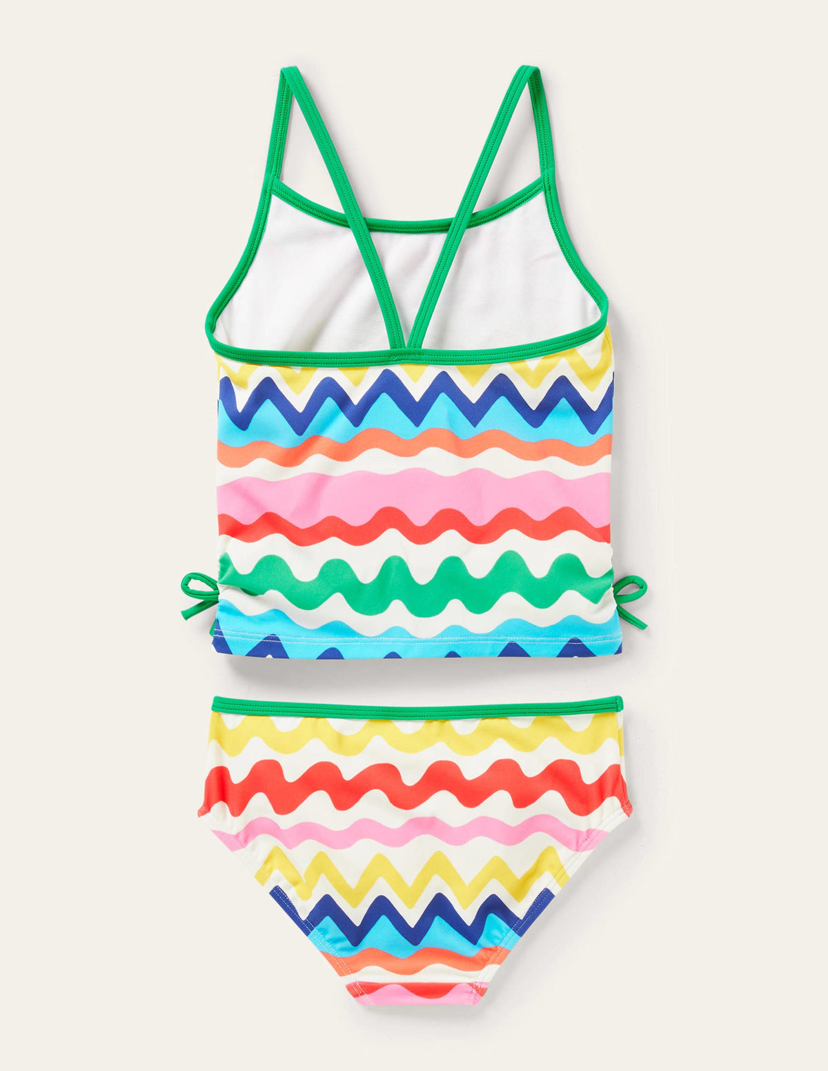 Ruched Tankini Set-Ivory, Multi Ric Rac Stripe - Image 2