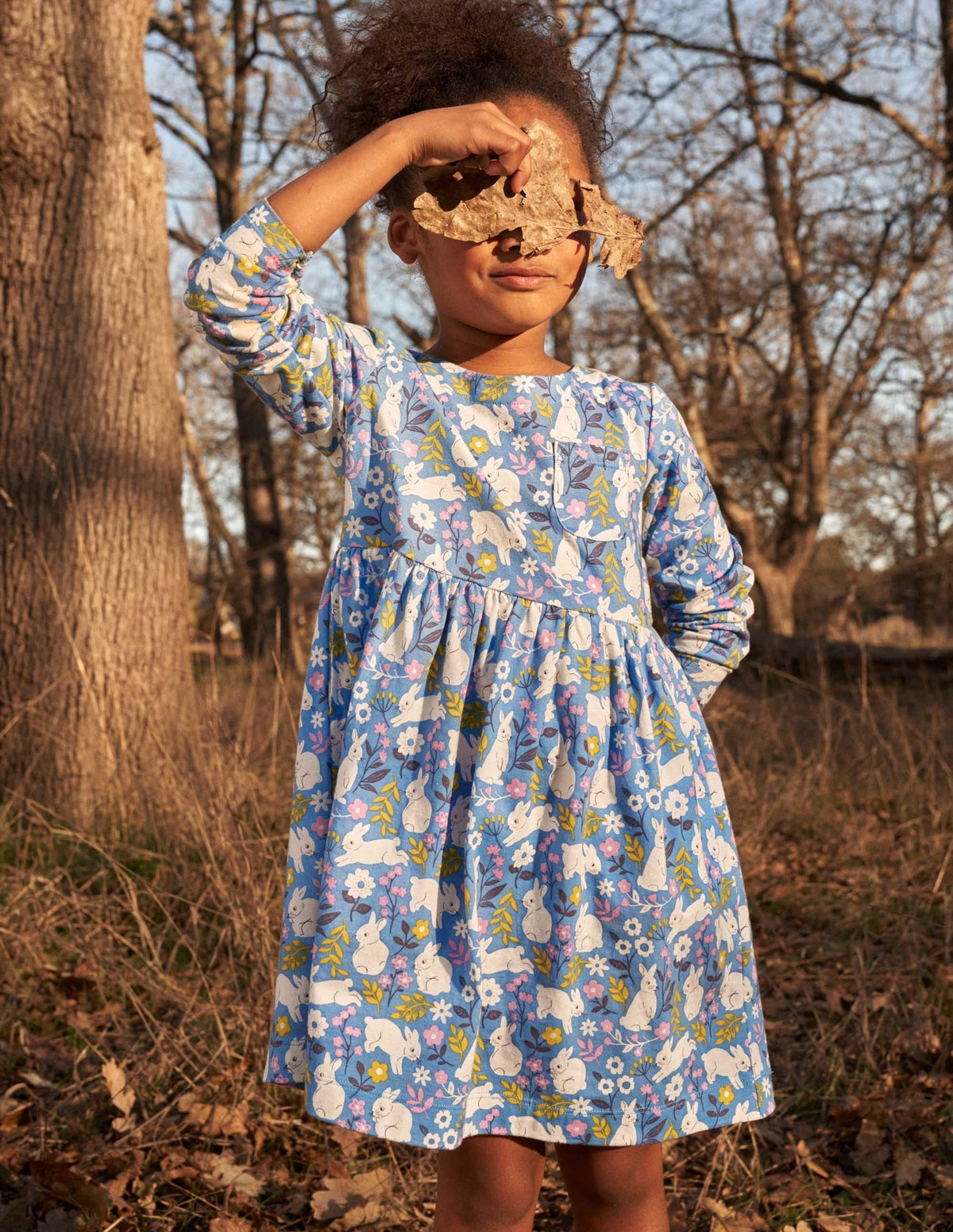 Long Sleeve Fun Jersey Dress-Riviera Blue Bunny - Image 4