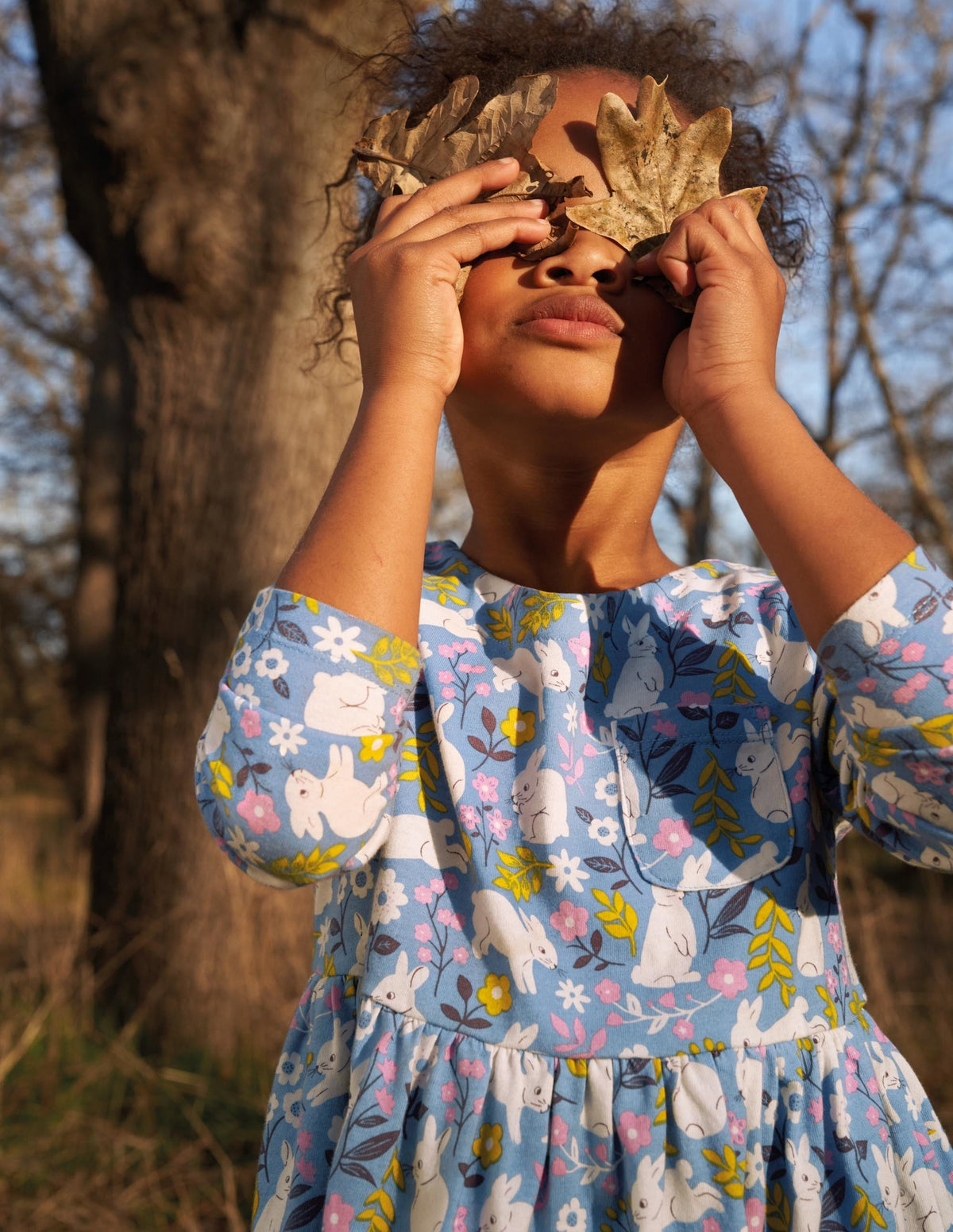Long Sleeve Fun Jersey Dress-Riviera Blue Bunny-5