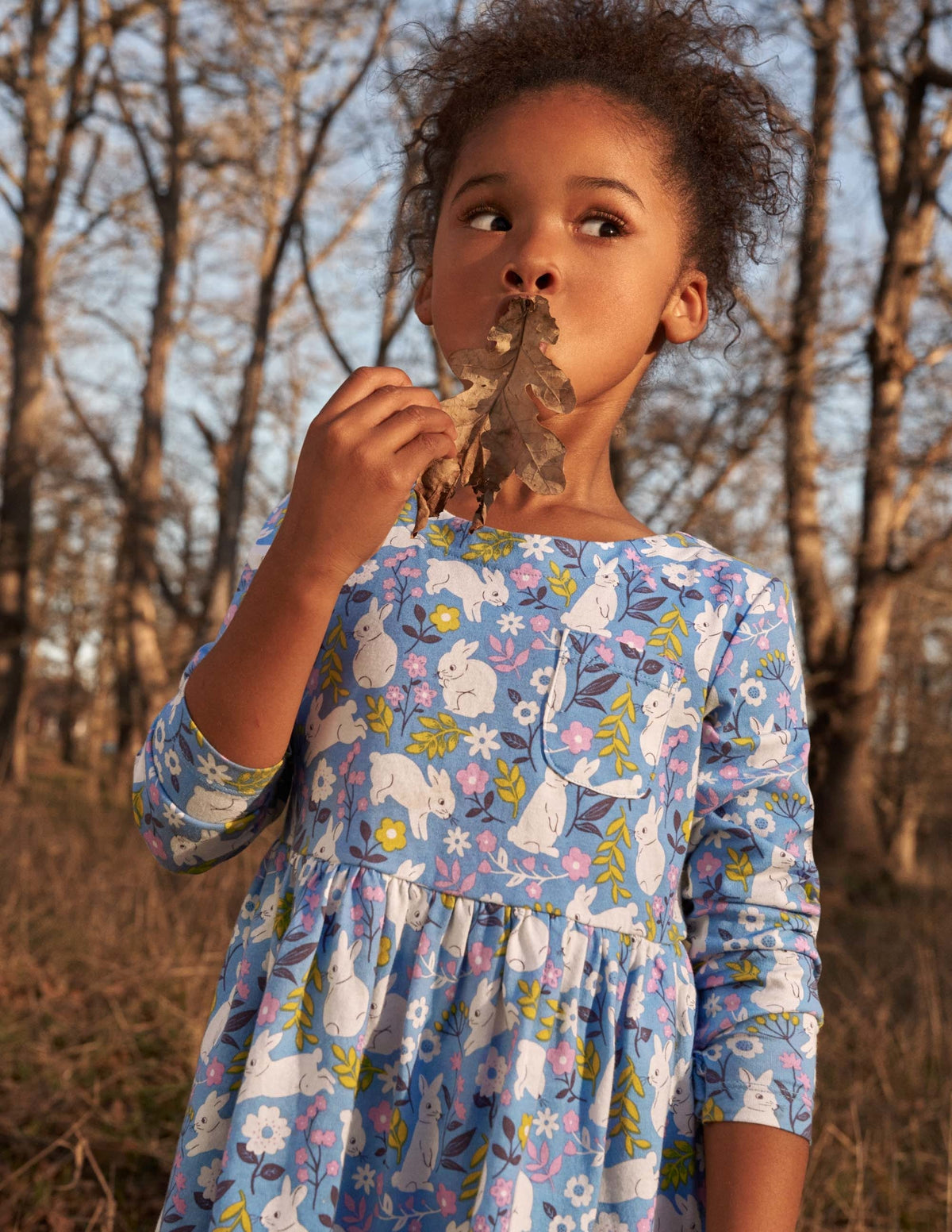 Long Sleeve Fun Jersey Dress-Riviera Blue Bunny - Image 6
