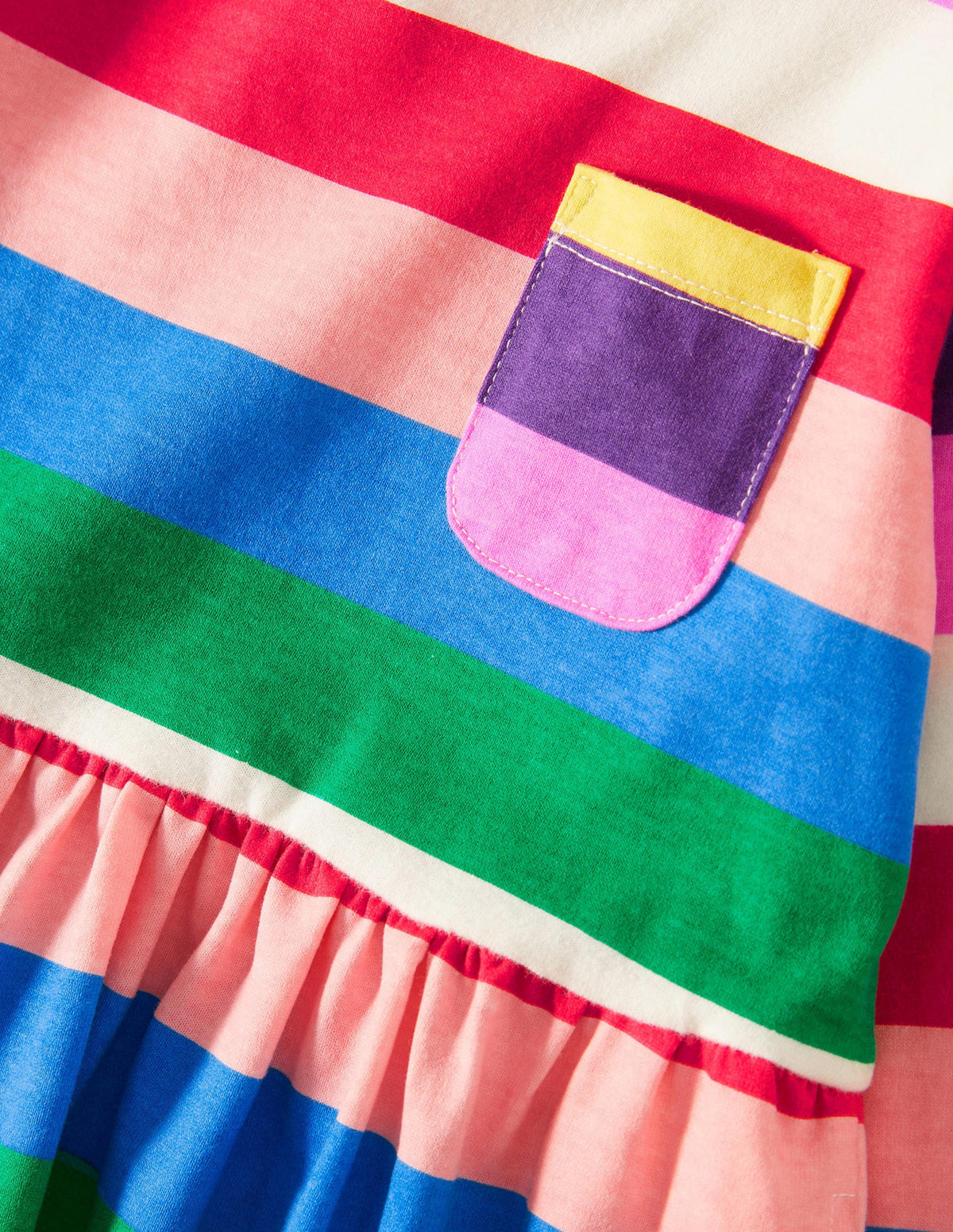 Long Sleeve Fun Jersey Dress-Multi Rainbow Stripe - Image 3