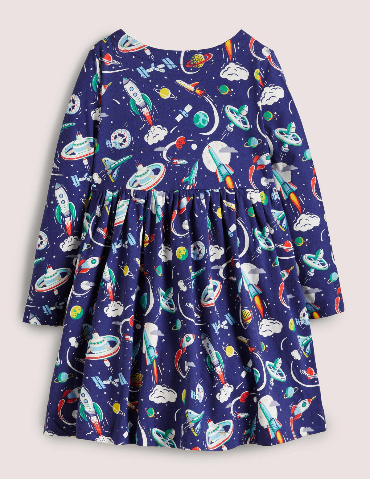 Long Sleeve Fun Jersey Dress-Starboard Mini Space-2