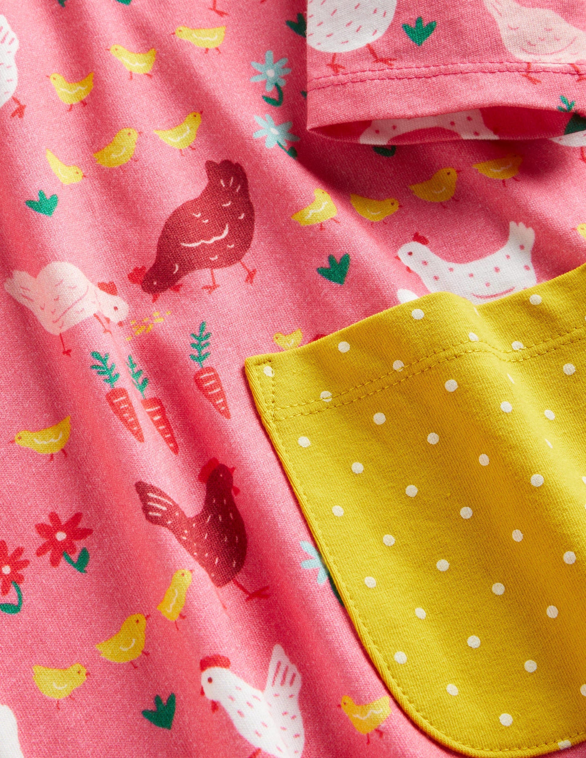 Printed Jersey Pocket Tunic-Sweet William Pink Hens-3