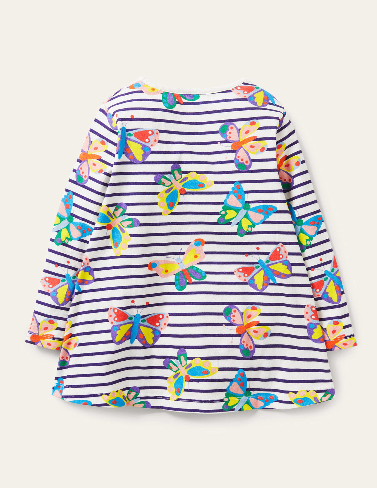 Printed Jersey Pocket Tunic-Multi Butterfly Stripe - Image 2