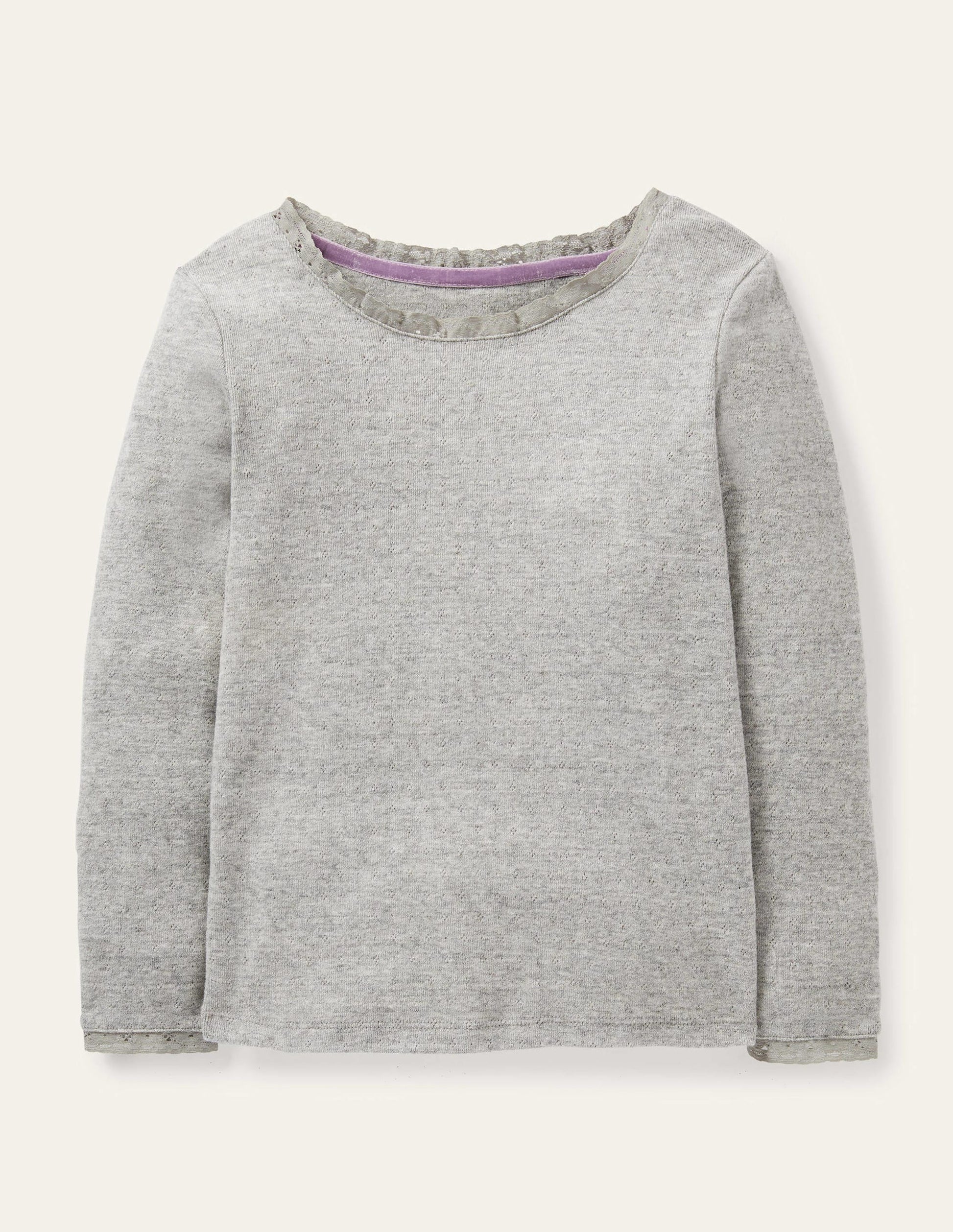 Supersoft Pointelle T-shirt-Grey Marl-1